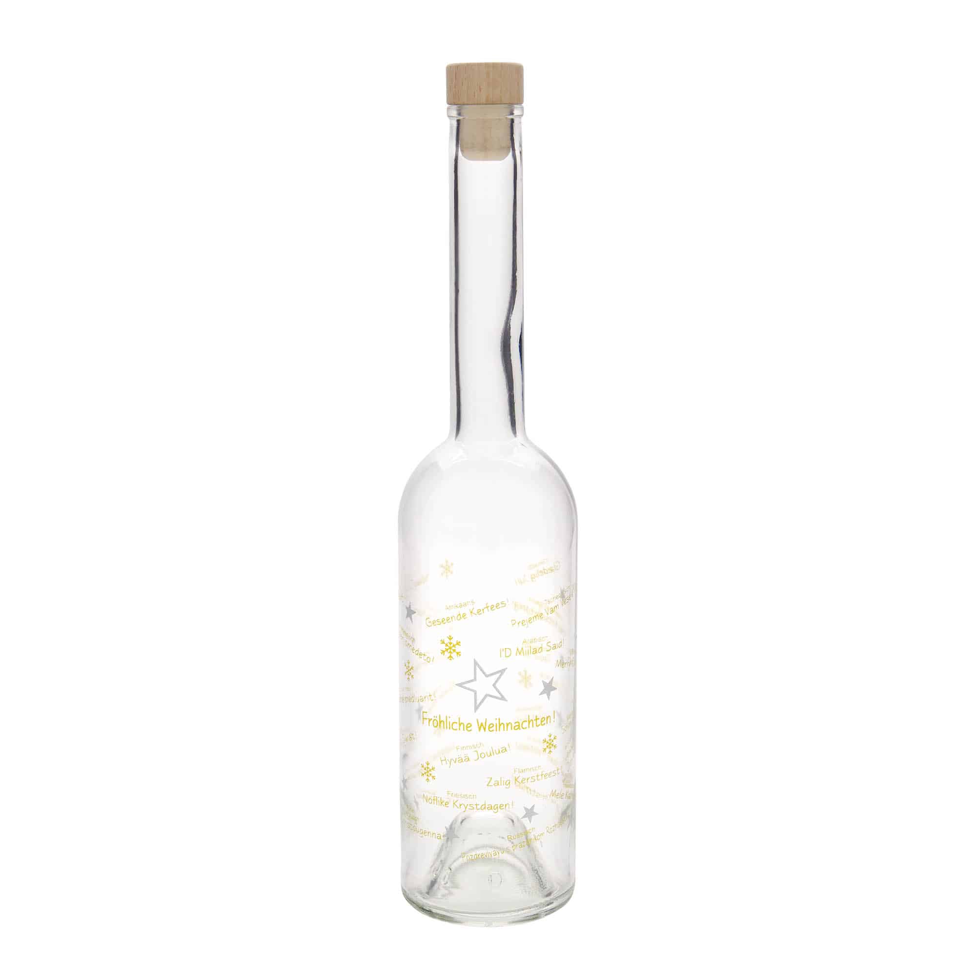 500 ml cam şişe 'Opera', motif: Dünyada Noel, ağız: mantar