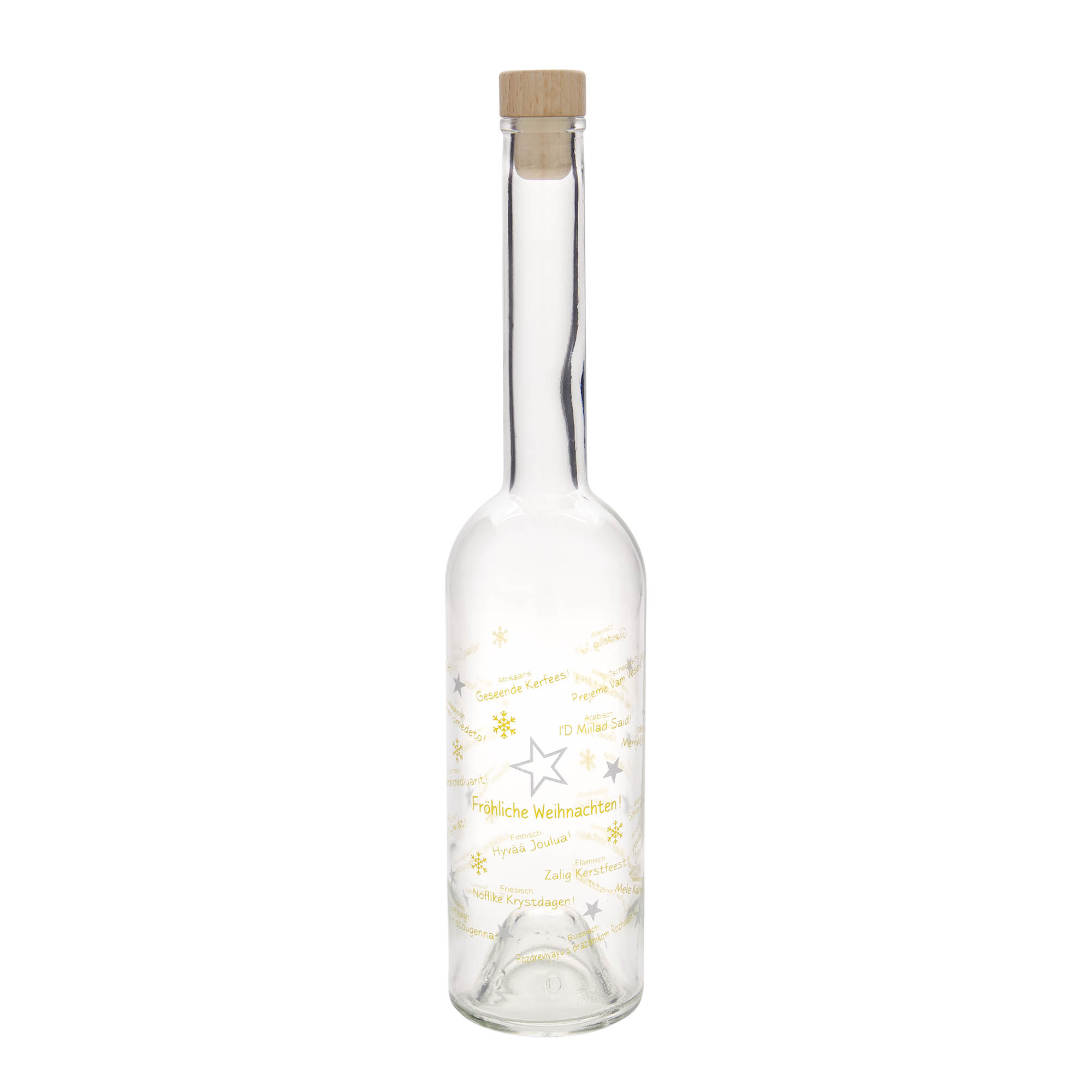 500 ml cam şişe 'Opera', motif: Dünyada Noel, ağız: mantar