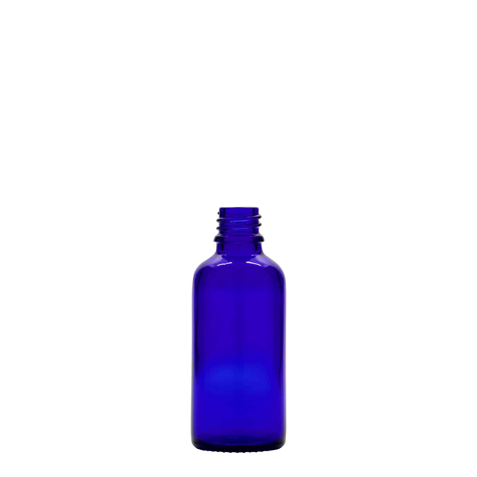50 ml tıbbi şişe, cam, kraliyet mavisi, ağız çapı: DIN 18 50 ml tıbbi şişe, cam, kraliyet mavisi, ağız çapı: DIN 18