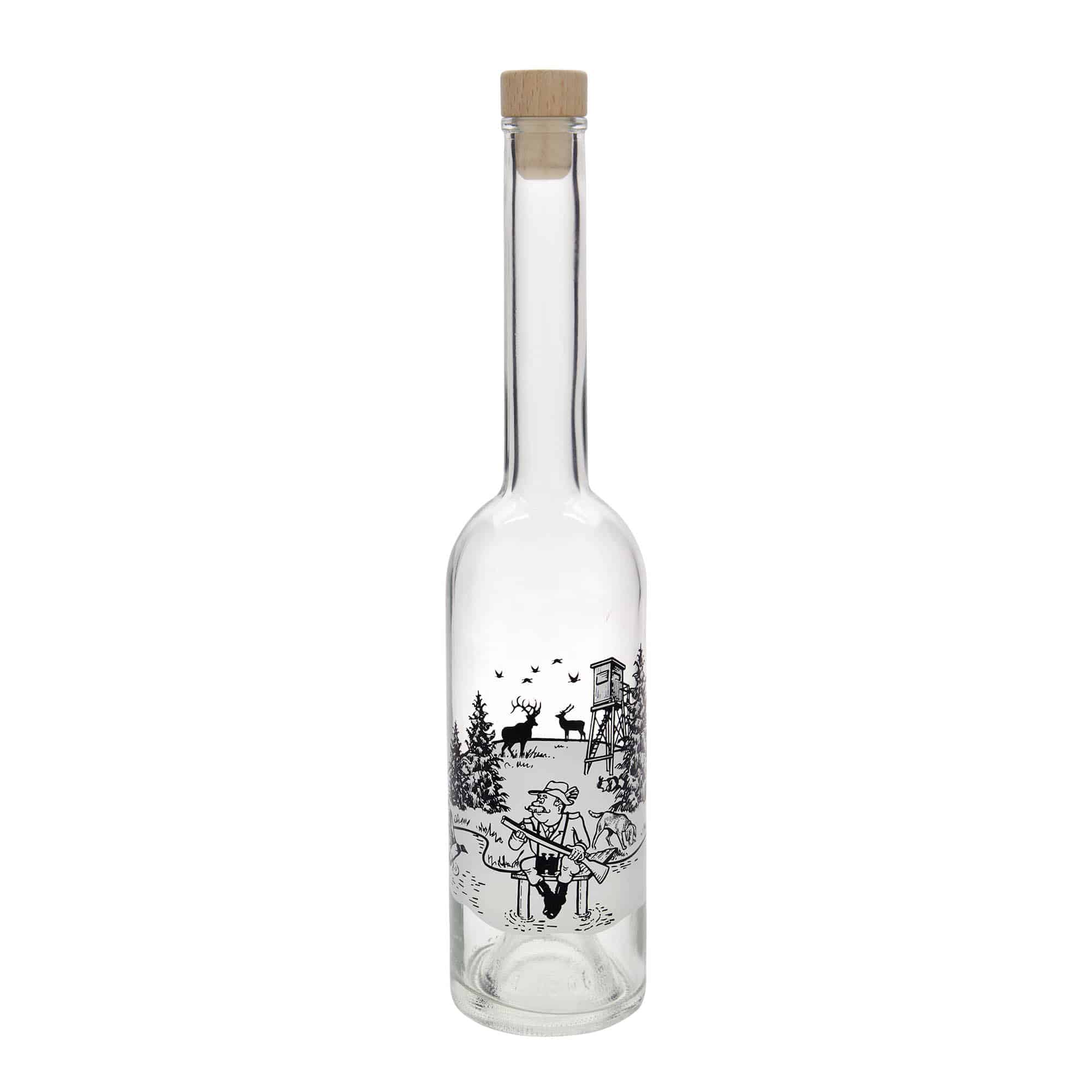 500 ml Cam şişe 'Opera', Motif: Avcı, Ağız: Mantar