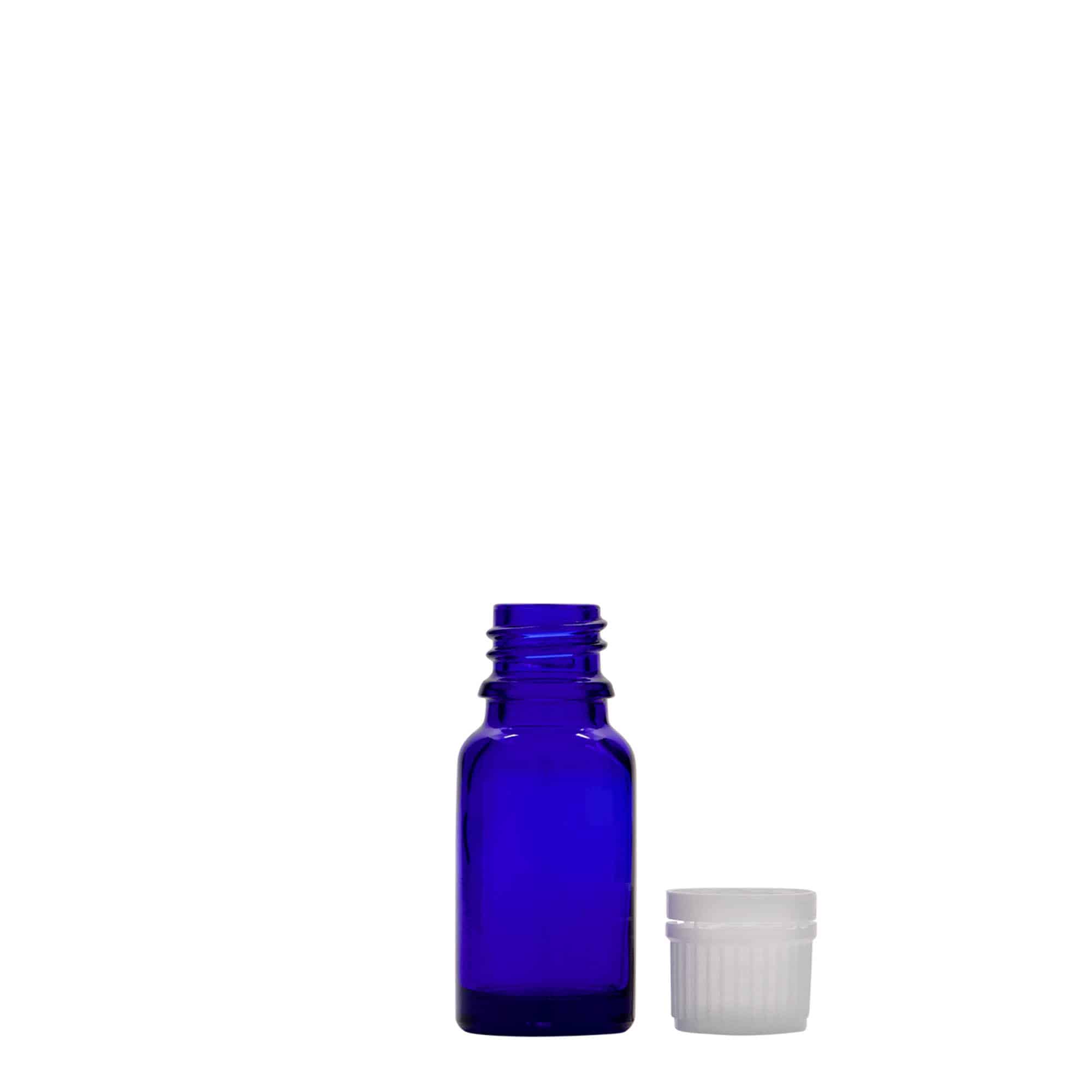 10 ml tıbbi şişe, cam, kraliyet mavisi, ağız: DIN 18
