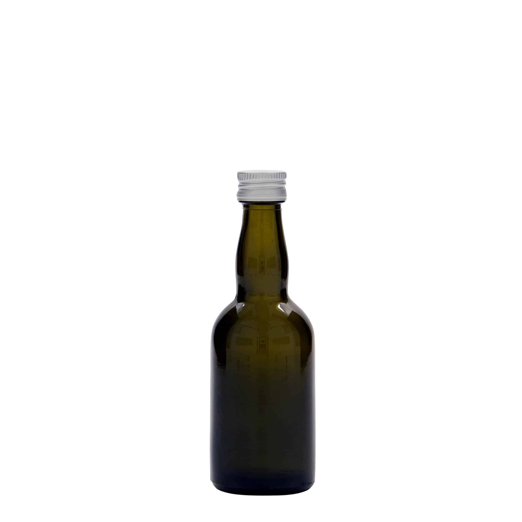 50 ml cam şişe 'Proba', antik yeşil, ağız: PP 18