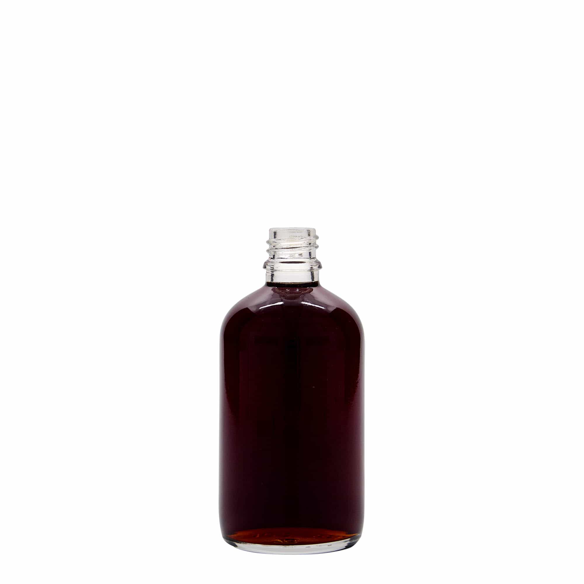 100 ml tıbbi şişe, cam, ağız: DIN 18