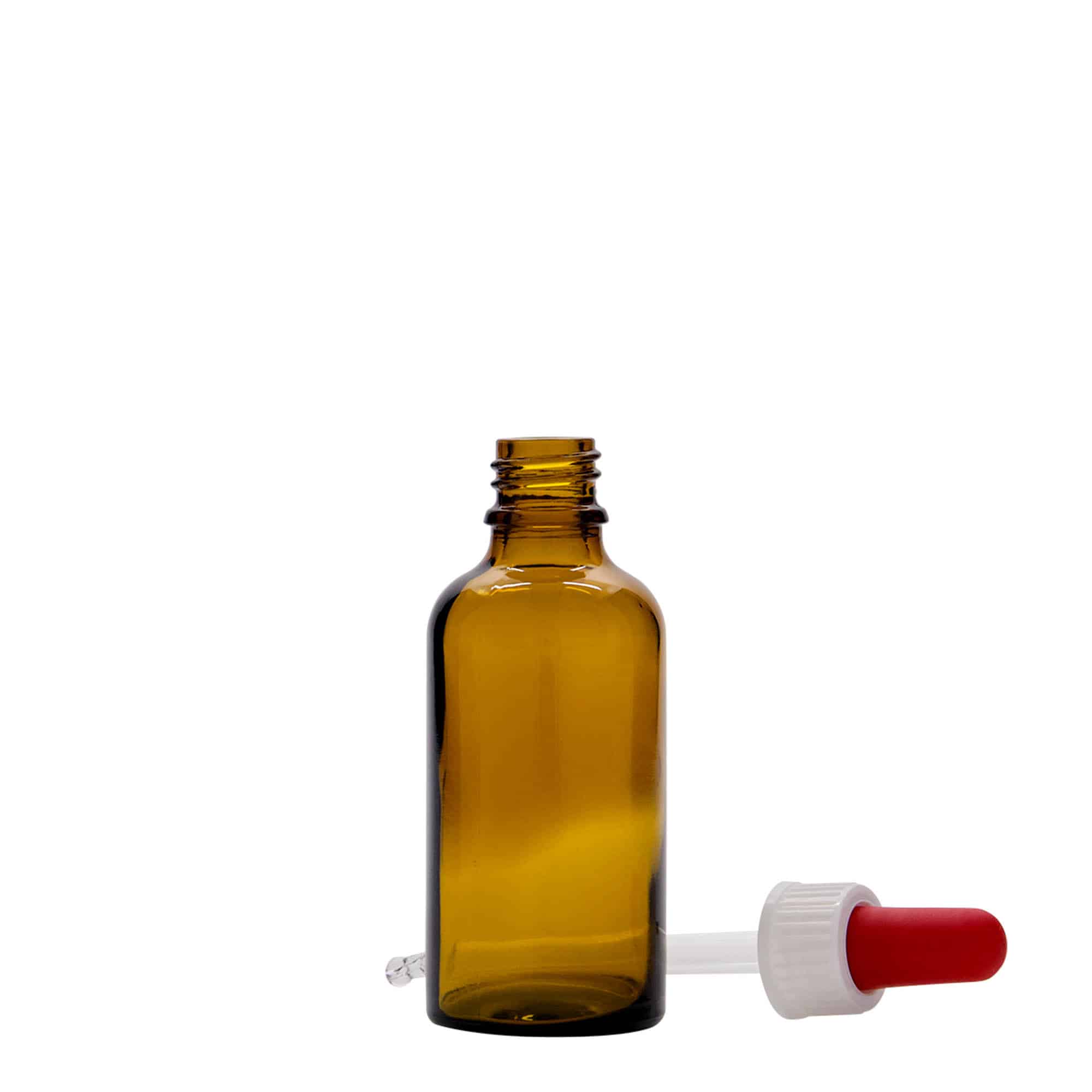 50 ml Pipet Şişesi Tıbbi, Cam, kahverengi-kırmızı, Ağız: DIN 18