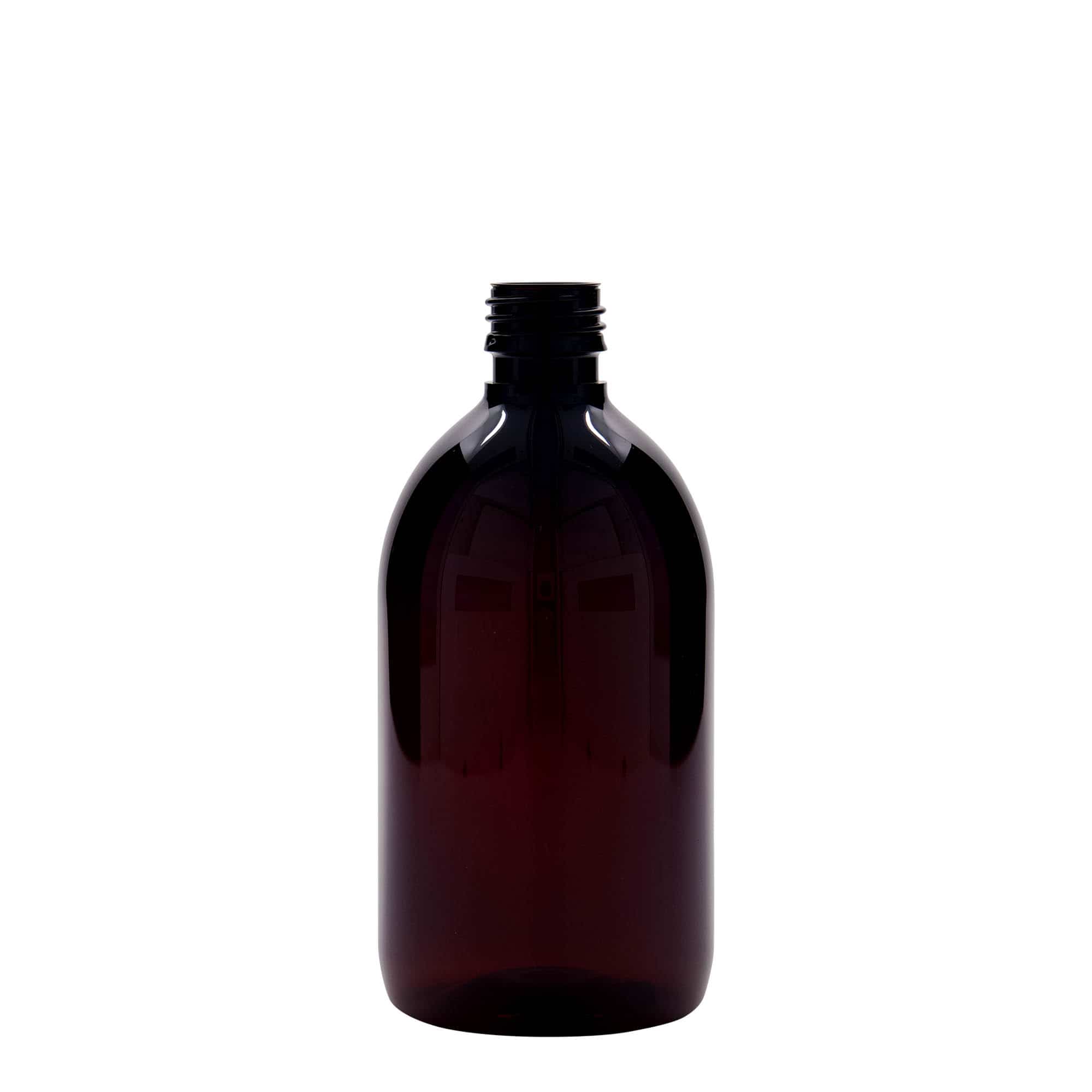 500 ml PET tıbbi şişe, kahverengi, plastik, ağız: PP 28 500 ml PET tıbbi şişe, kahverengi, plastik, ağız: PP 28