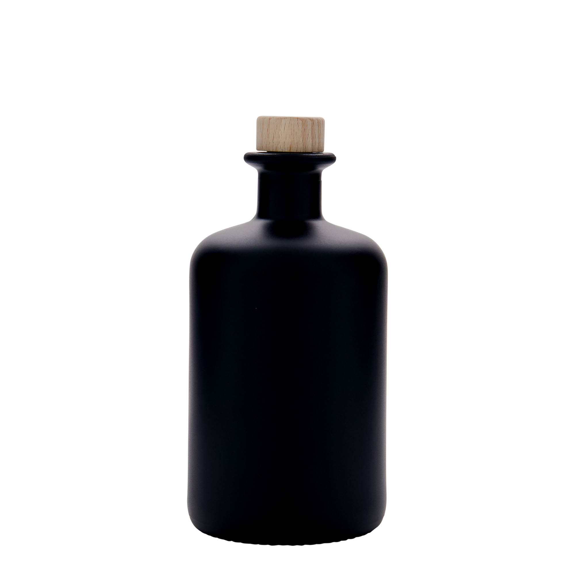 500 ml eczacı cam şişesi, siyah, ağzı: mantar