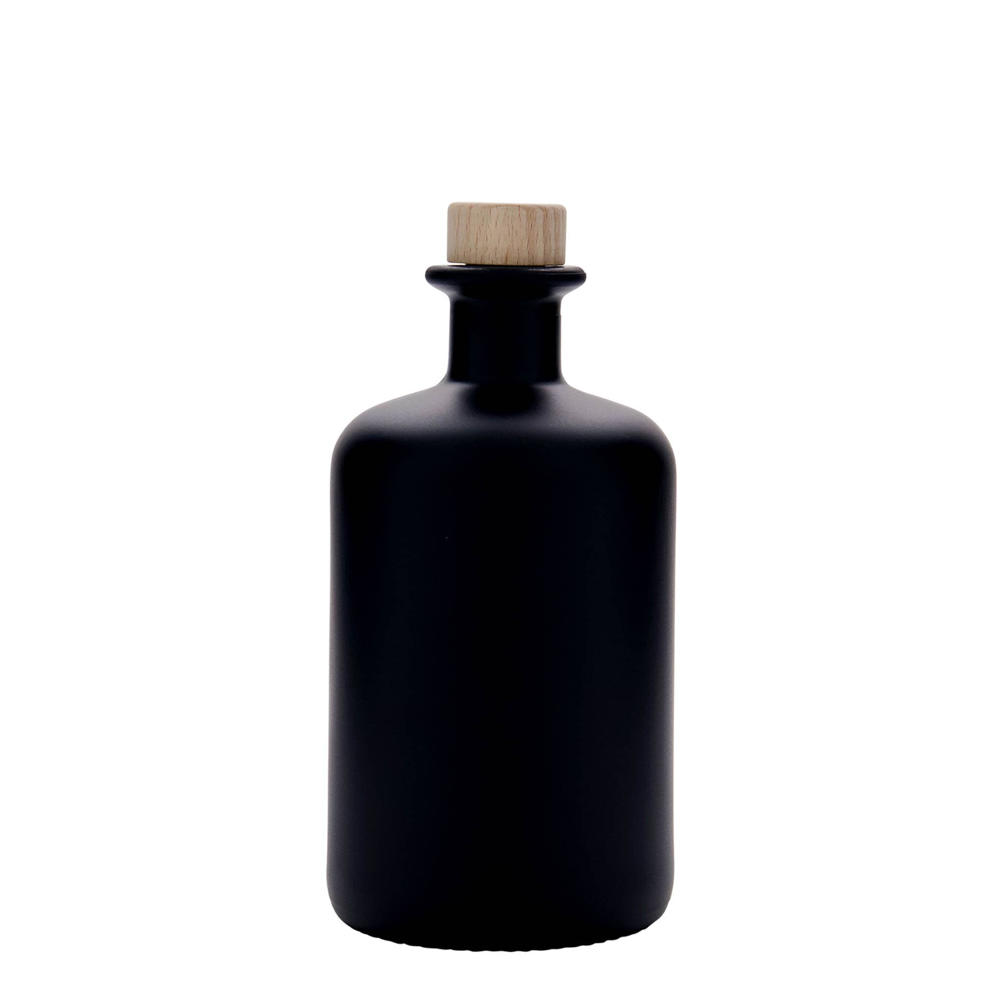 500 ml eczacı cam şişesi, siyah, ağzı: mantar