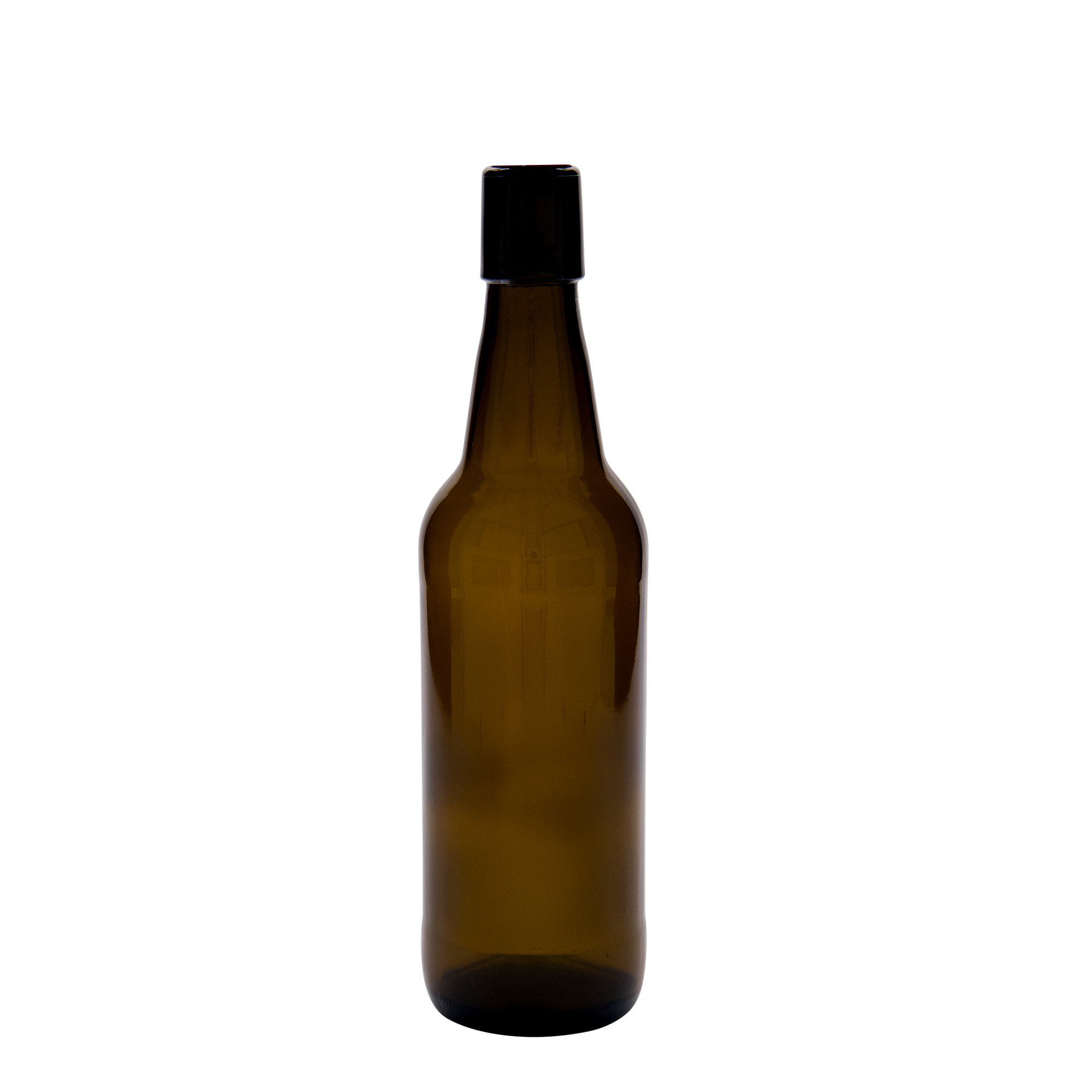 500 ml bira şişesi, cam, kahverengi, ağız: mandallı kapak
