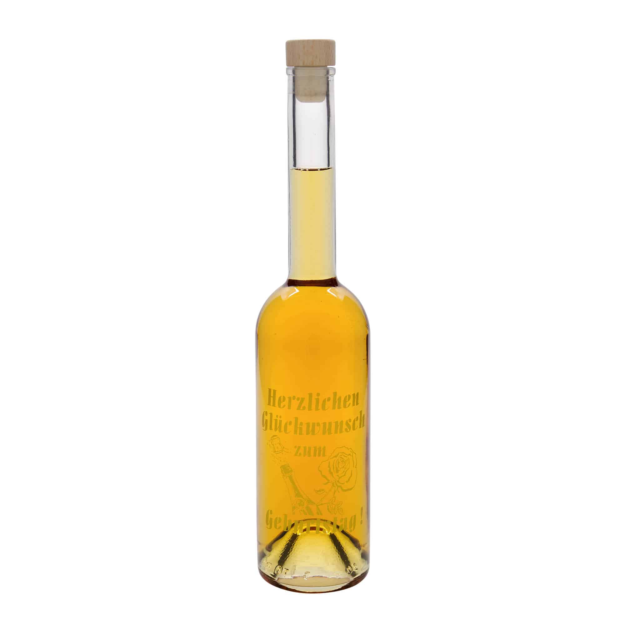 500 ml Cam Şişe 'Opera', Motif: Doğum Günü Şişesi, Ağız: Mantar
