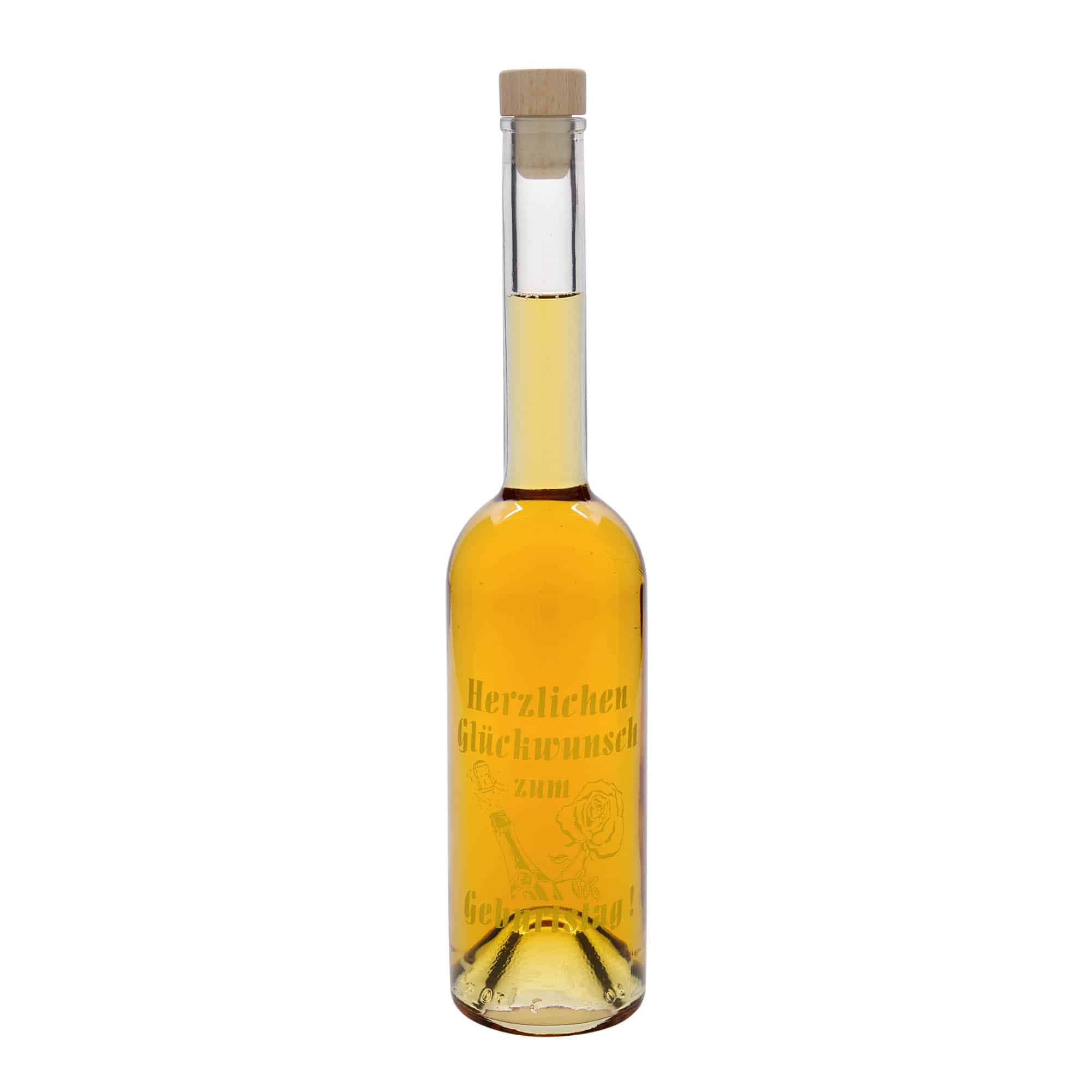 500 ml Cam Şişe 'Opera', Motif: Doğum Günü Şişesi, Ağız: Mantar