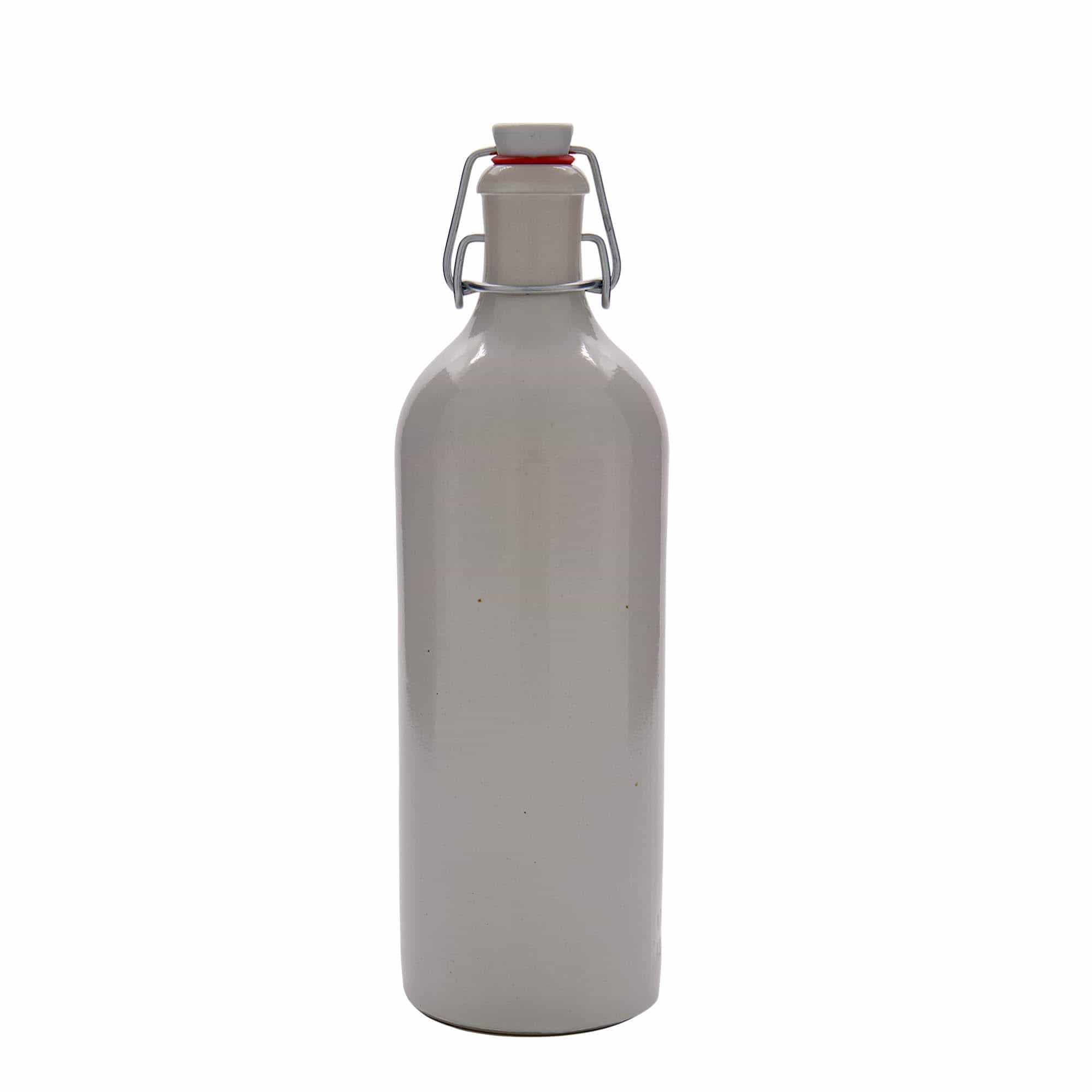 750 ml toprak testi, taş seramik, beyaz, ağız: mandallı kapak