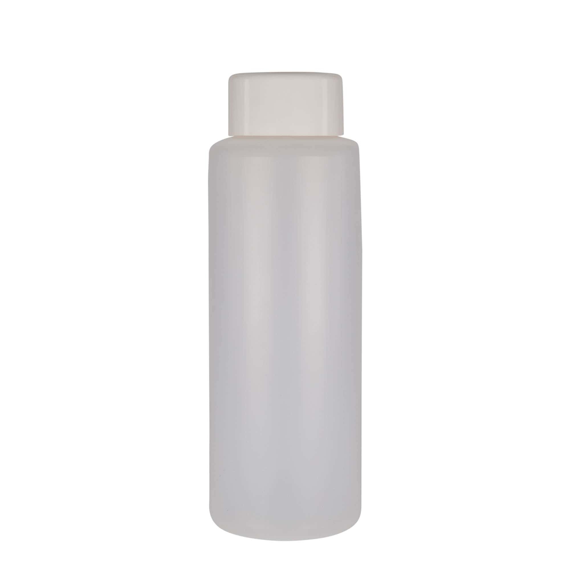 1.000 ml Yuvarlak şişe, PE plastik, doğal, ağız: Vidalı kapak