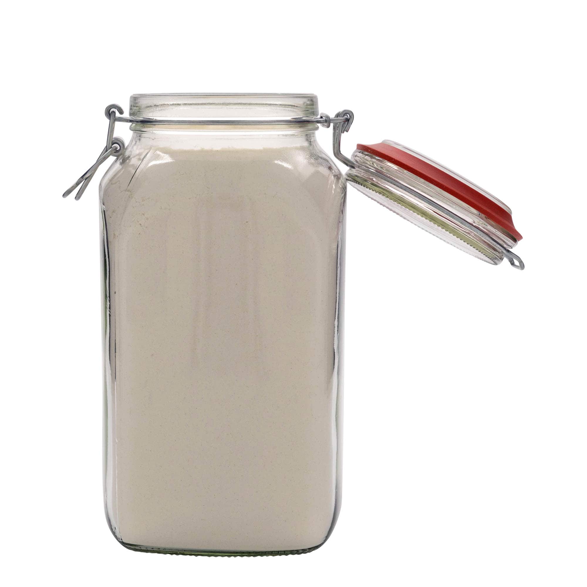 2.590 ml Tel Kapatmalı Kavanoz #, kare, ağzı: tel kapatma mekanizmalı