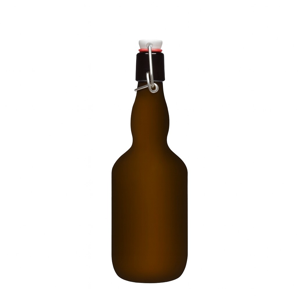 500 ml Bira şişesi boğazlı, cam, antik yeşil, ağız: mandallı kapak
