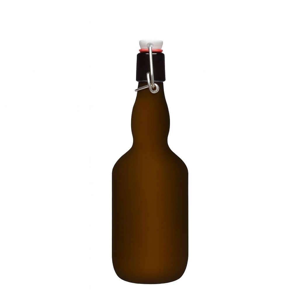 500 ml Bira şişesi boğazlı, cam, antik yeşil, ağız: mandallı kapak