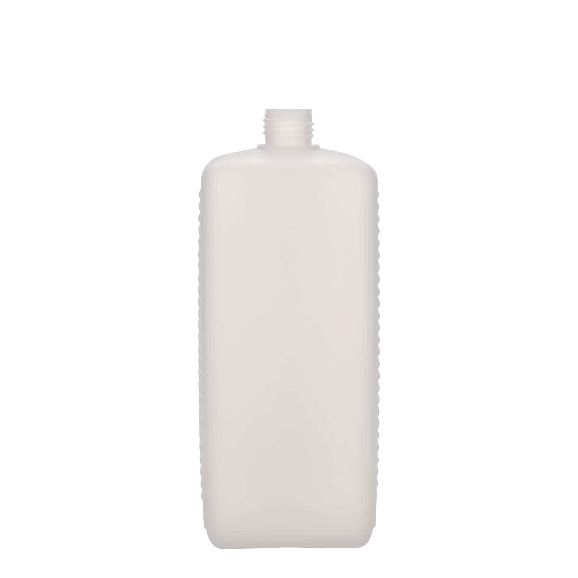 1.000 ml Kanister şişe, dikdörtgen, HDPE plastik, doğal, ağız: DIN 25 EPE