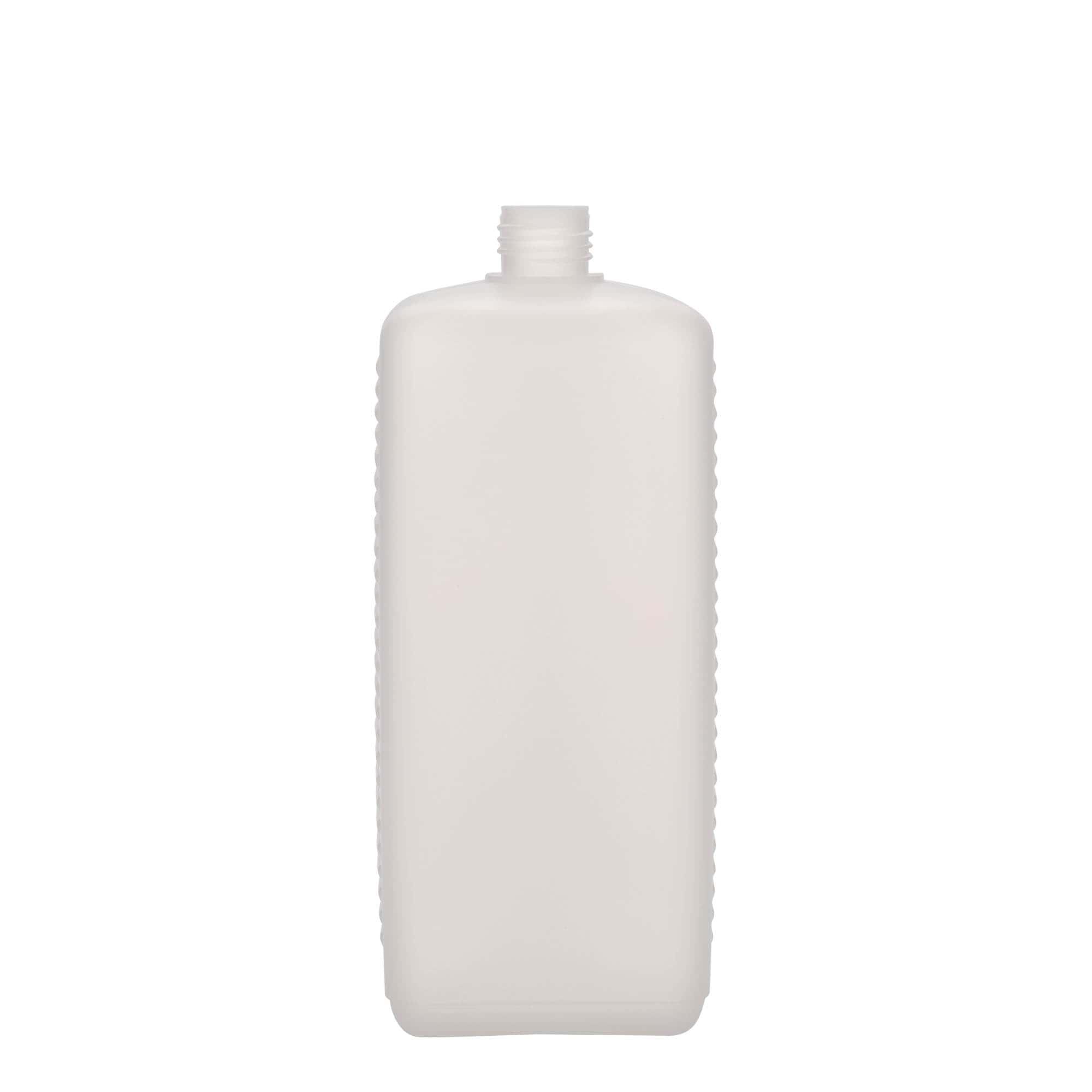 1.000 ml Kanister şişe, dikdörtgen, HDPE plastik, doğal, ağız: DIN 25 EPE