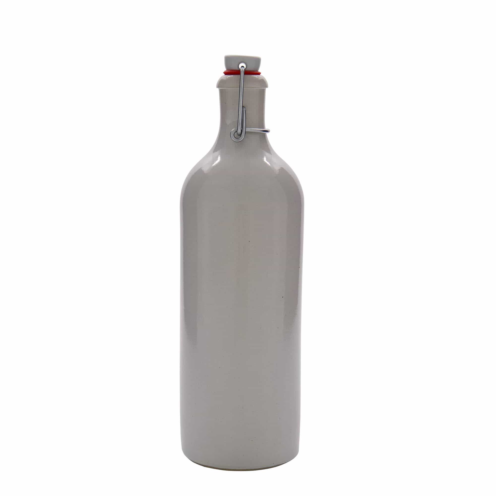 750 ml toprak testi, taş seramik, beyaz, ağız: mandallı kapak