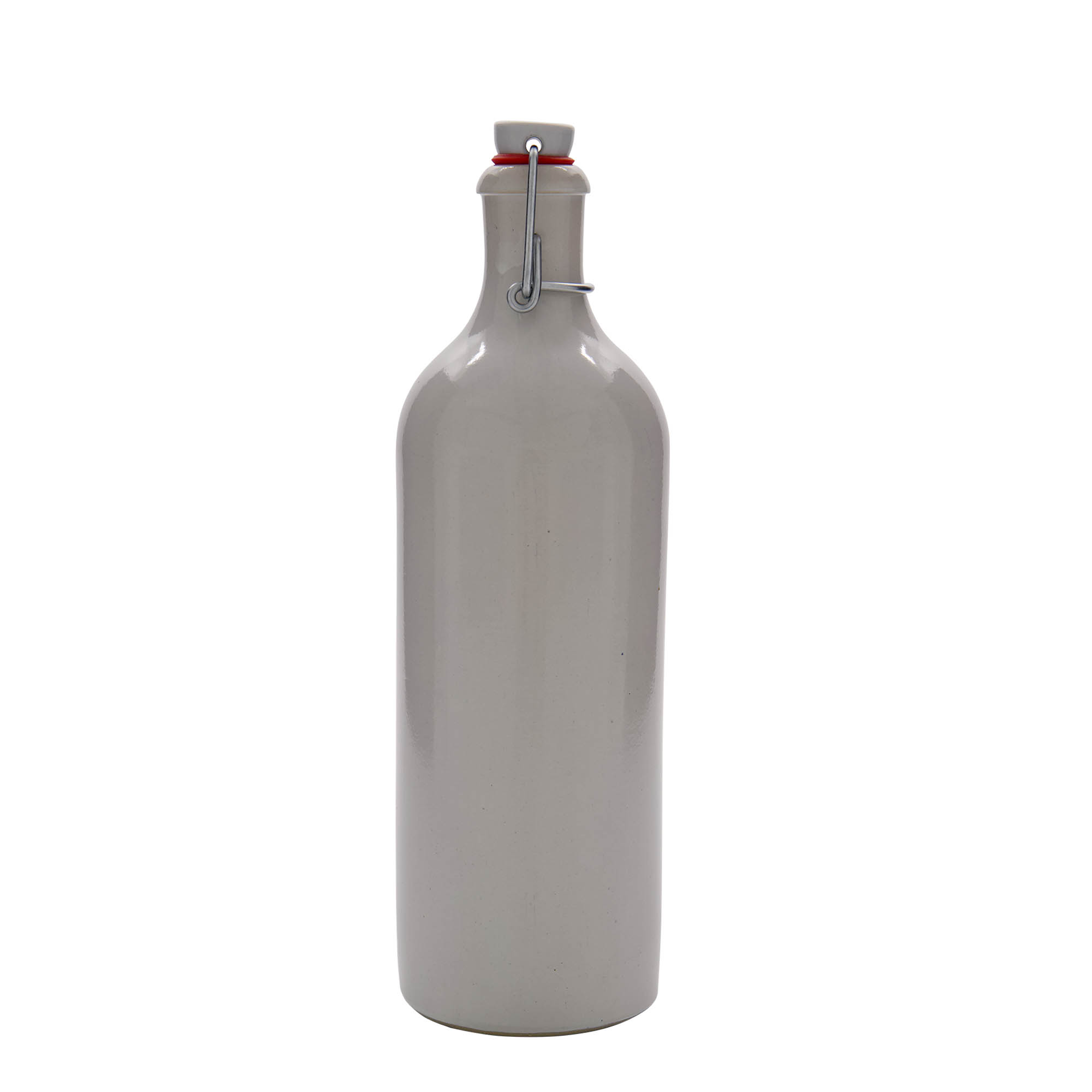 750 ml toprak testi, taş seramik, beyaz, ağız: mandallı kapak