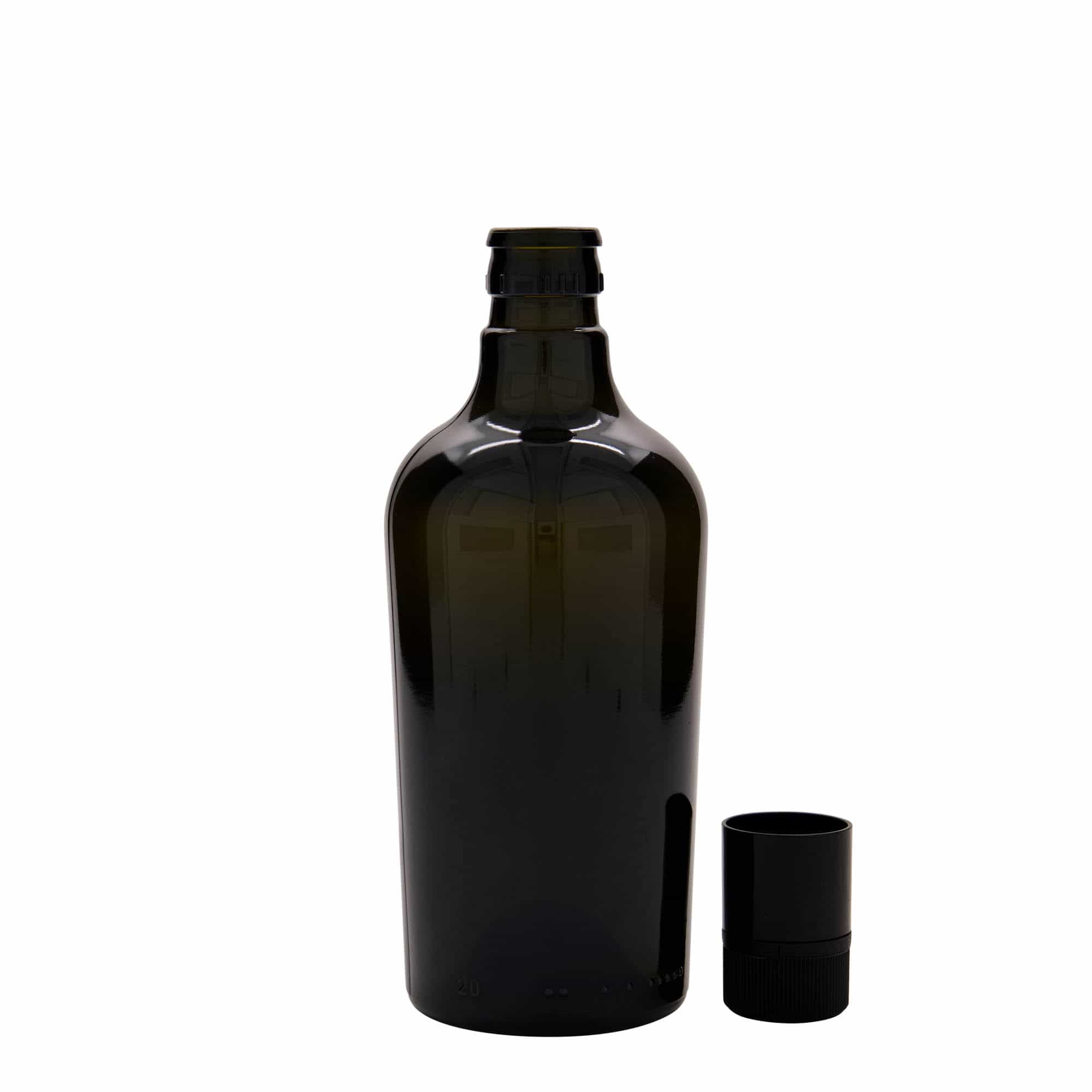 500 ml Sirke-/Yağ Şişesi 'Oleum', Cam, antik yeşil, Ağız: DOP