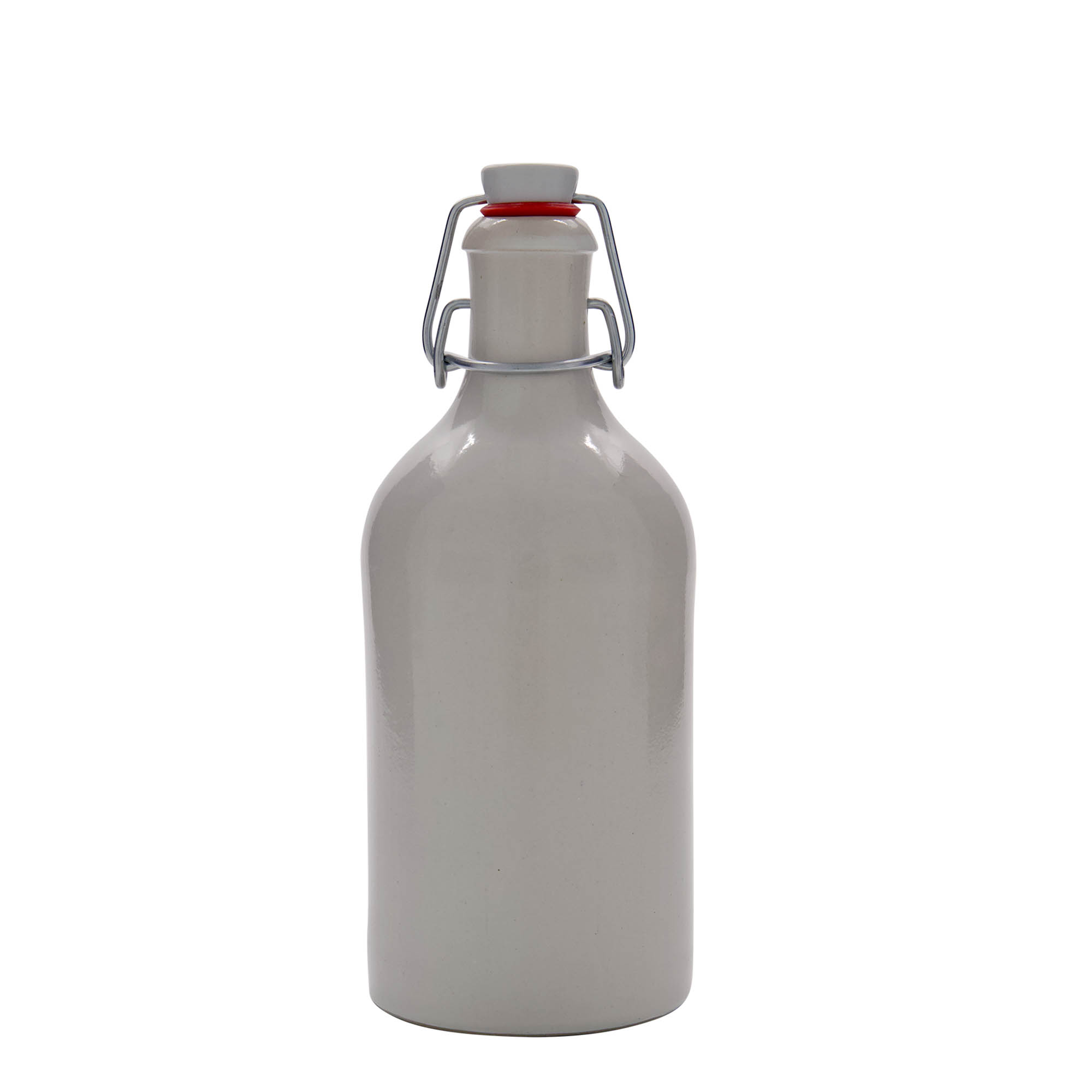 500 ml Toprak testi, taş gereç, beyaz, ağız: mandallı kapak