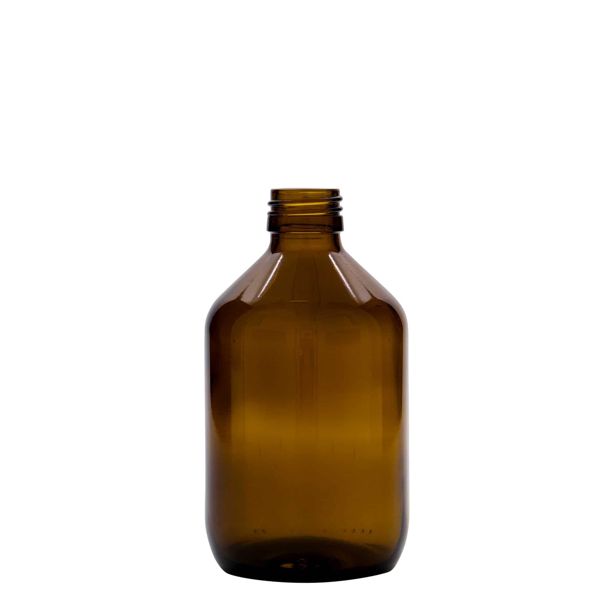 300 ml ilaç şişesi, kahverengi, cam, ağız: PP 28 300 ml ilaç şişesi, kahverengi, cam, ağız: PP 28