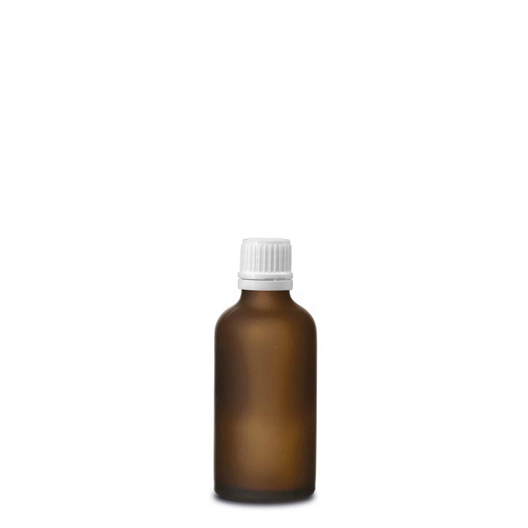 50 ml tıbbi şişe, cam, kahverengi mat, ağız: DIN 18