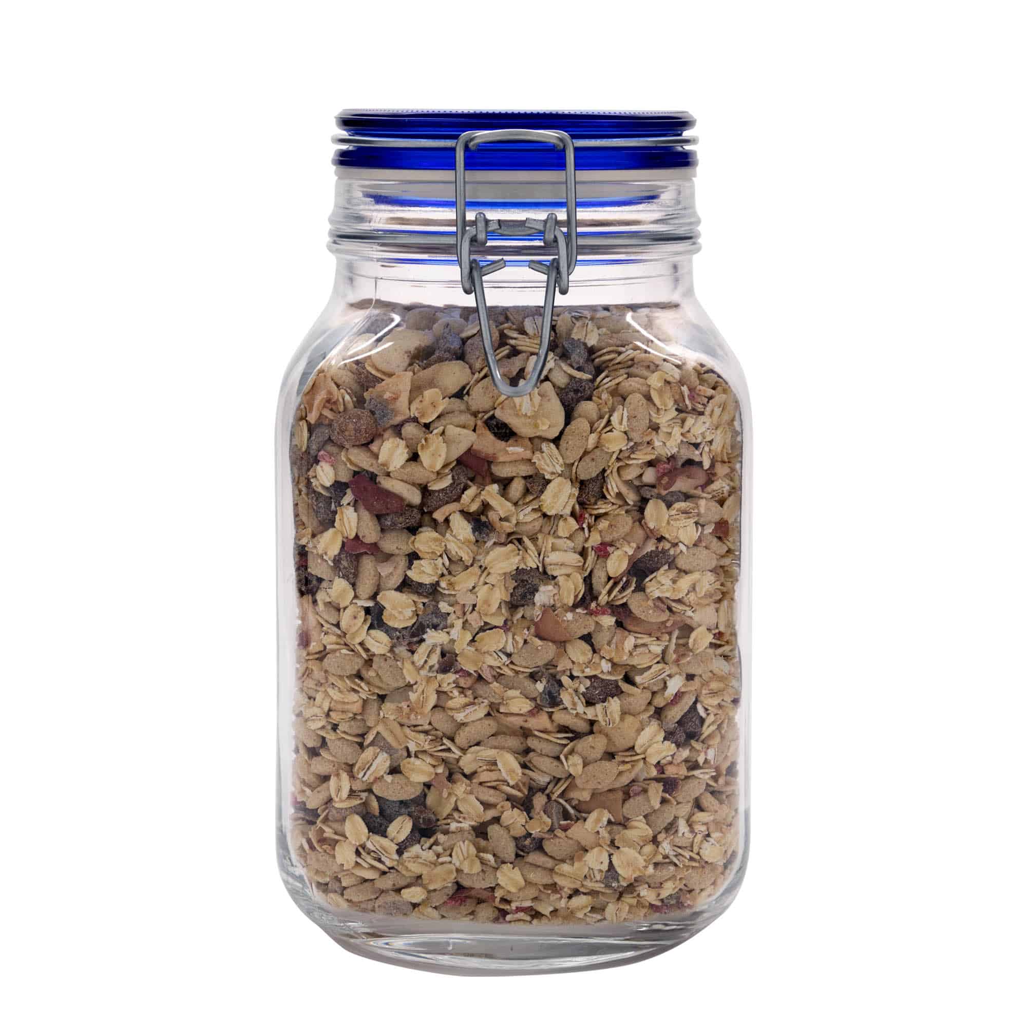 2.000 ml Tel Mandallı Kavanoz 'Fido' Mavi Kapak, kare, ağız: Tel mandallı kapak 2.000 ml Tel Mandallı Kavanoz 'Fido' Mavi Kapak, kare, ağız: Tel mandallı kapak