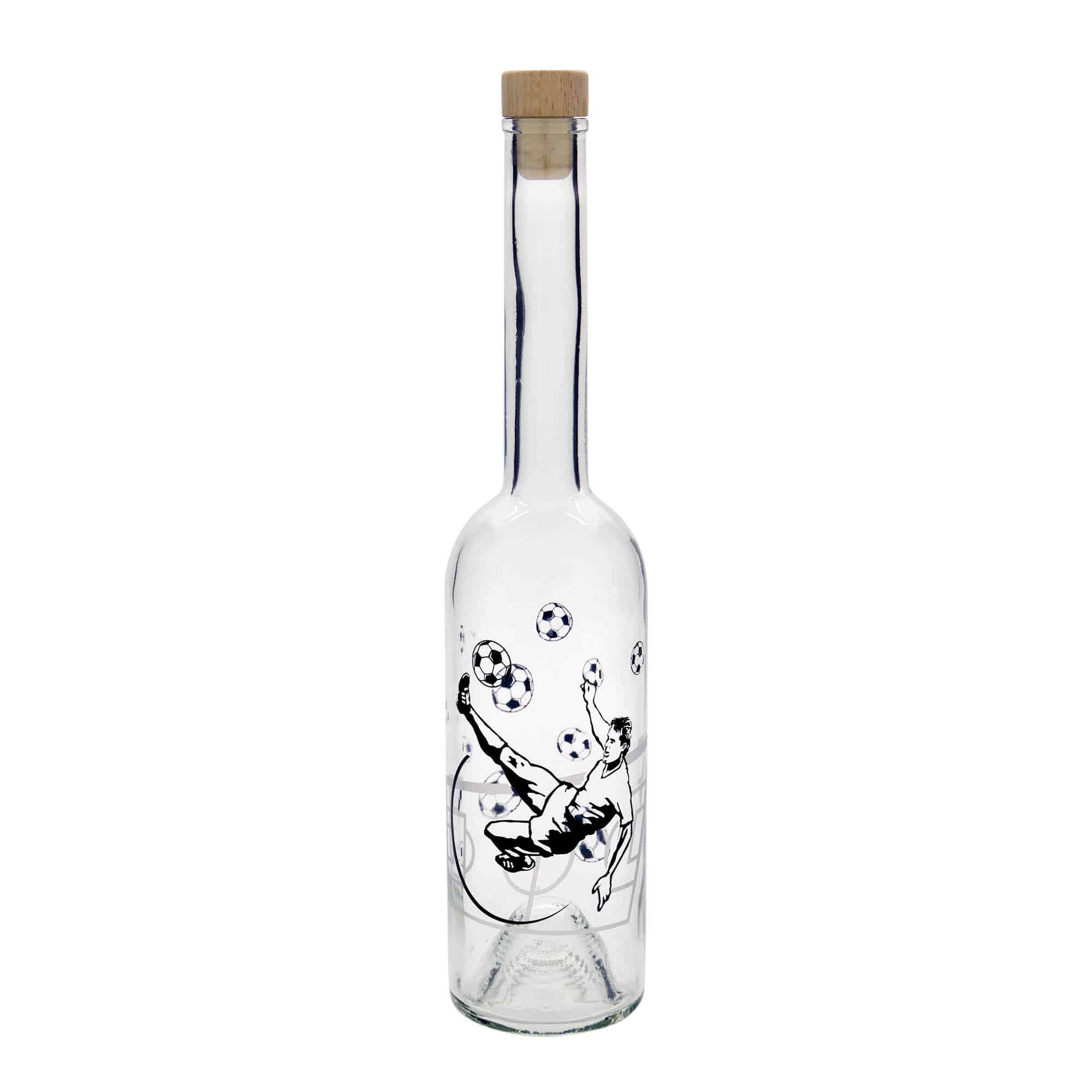 500 ml Cam şişe 'Opera', Motif: Futbolcu, Ağız: Mantar