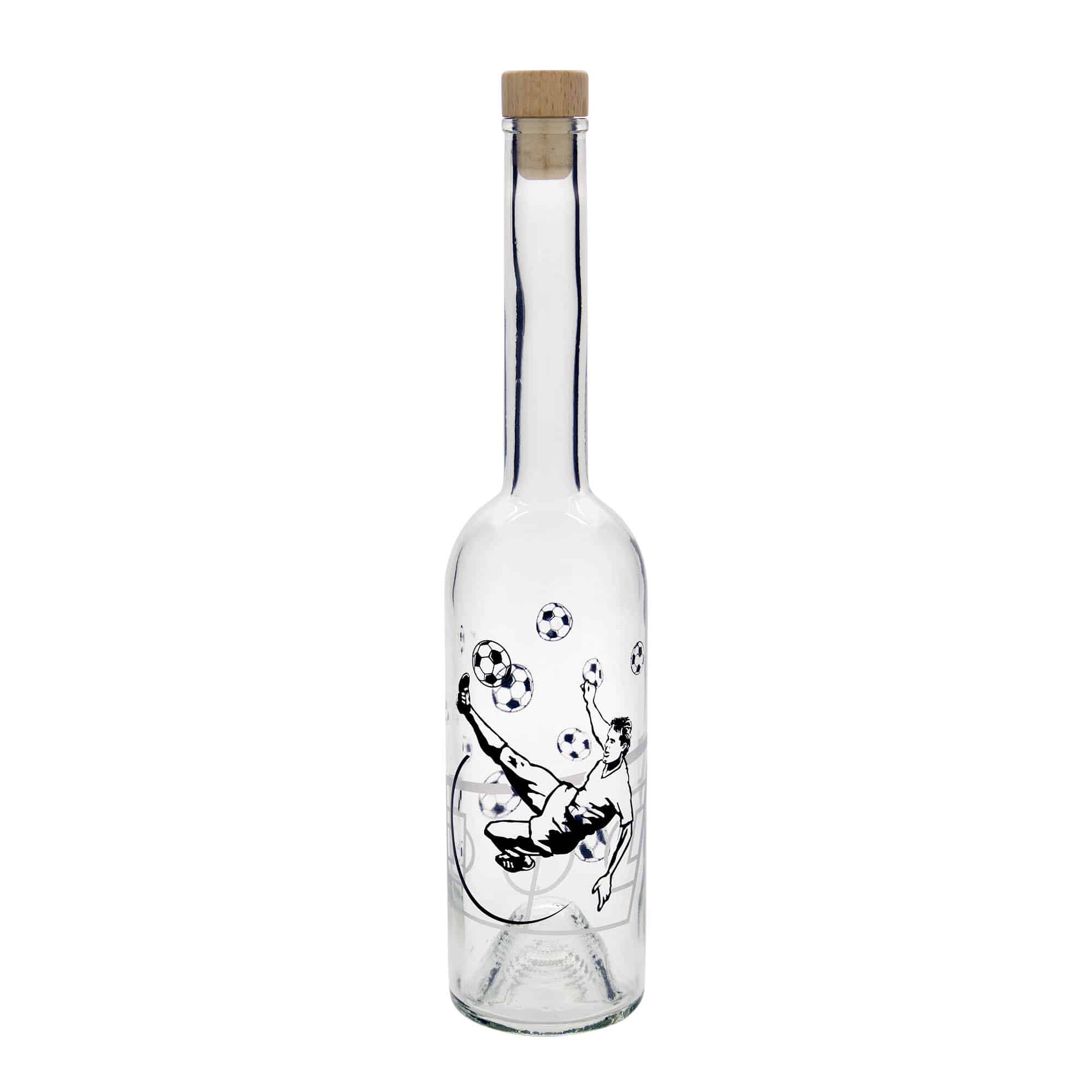 500 ml Cam şişe 'Opera', Motif: Futbolcu, Ağız: Mantar