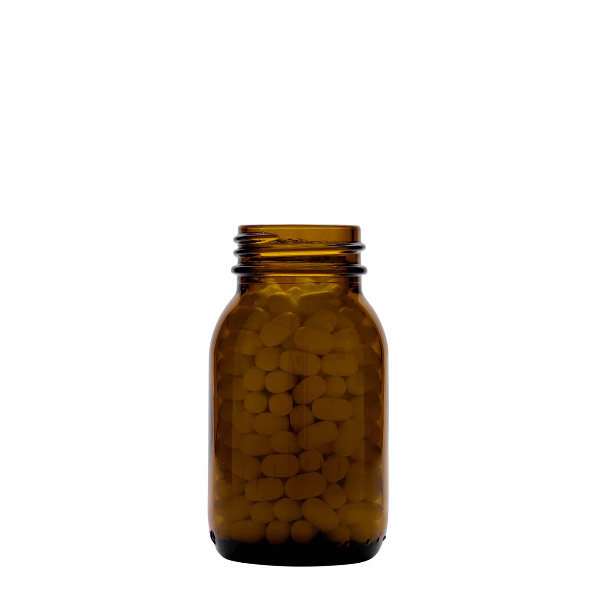 125 ml geniş ağızlı cam, kahverengi, ağız çapı: DIN 40 125 ml geniş ağızlı cam, kahverengi, ağız çapı: DIN 40
