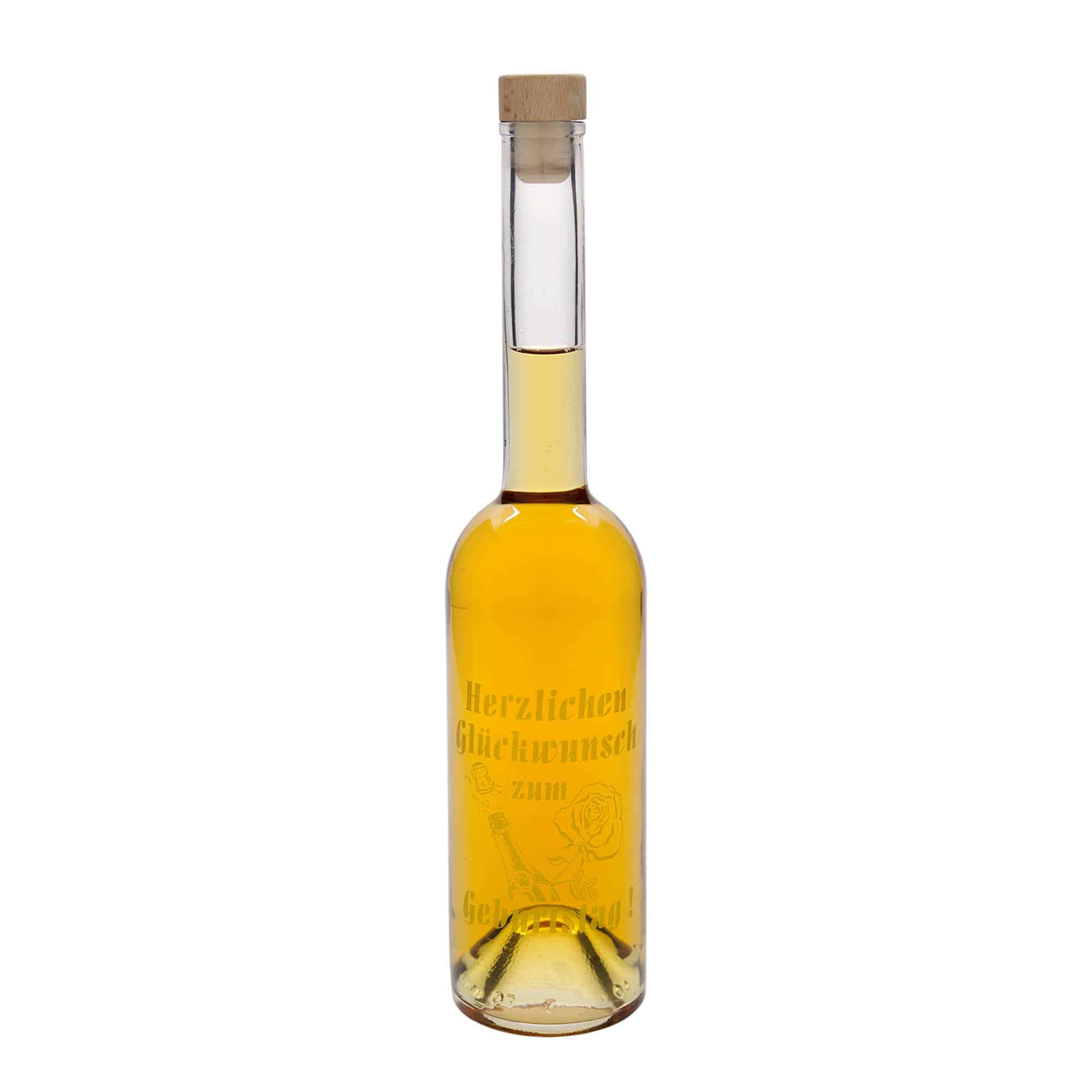 500 ml Cam Şişe 'Opera', Motif: Elma, Ağız: Mantar