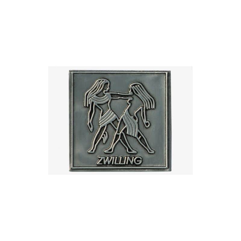 Kalem etiketi 'Zwilling', kare, metal, gümüş