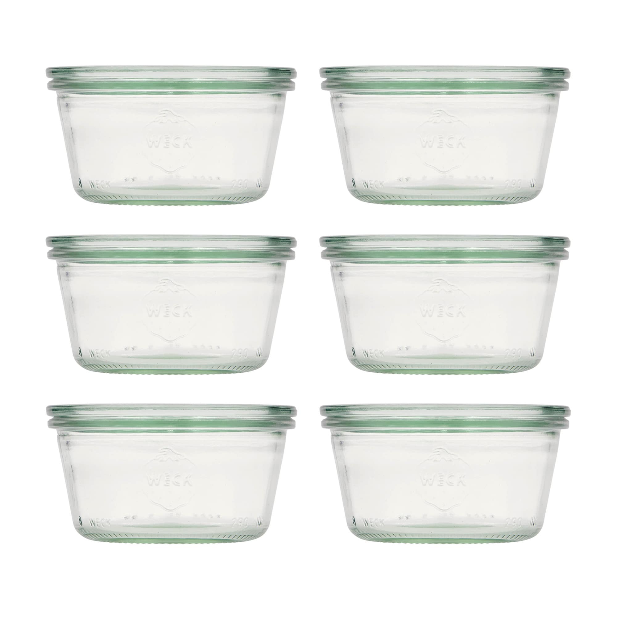 6x 290 ml yassı WECK kavanoz cam kapaklı RR 100