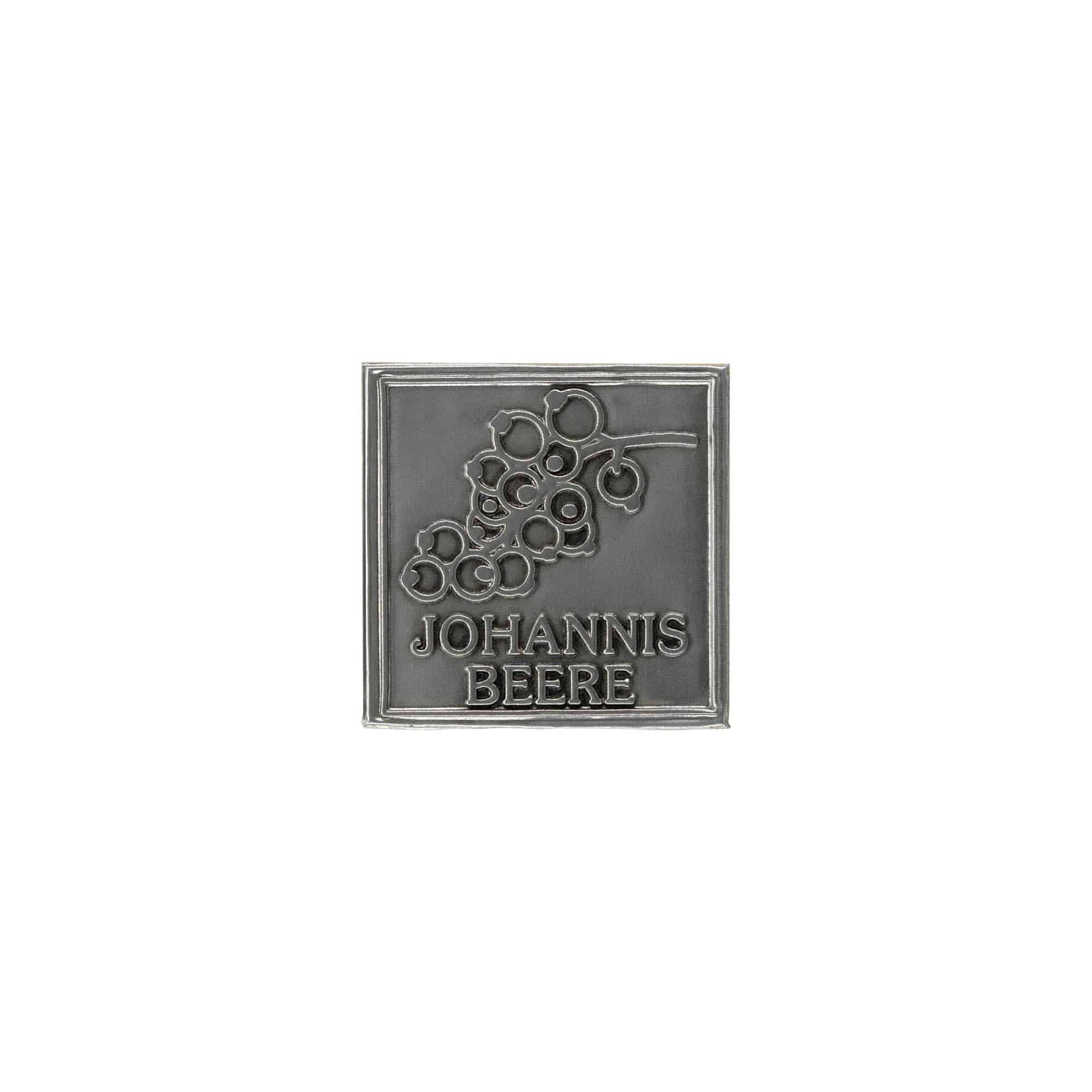 Teneke etiketi 'Johannisbeere', kare, metal, gümüş