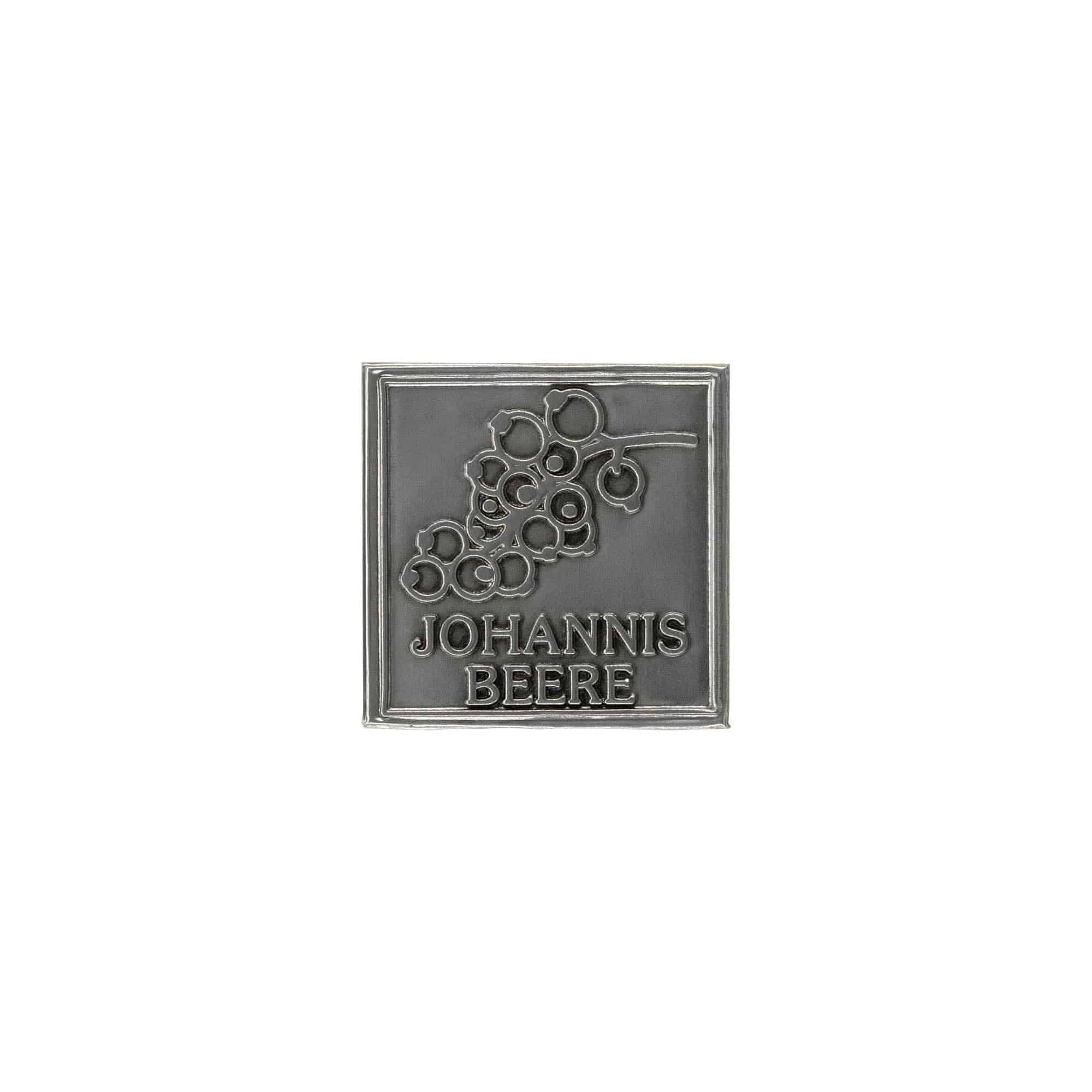 Teneke etiketi 'Johannisbeere', kare, metal, gümüş
