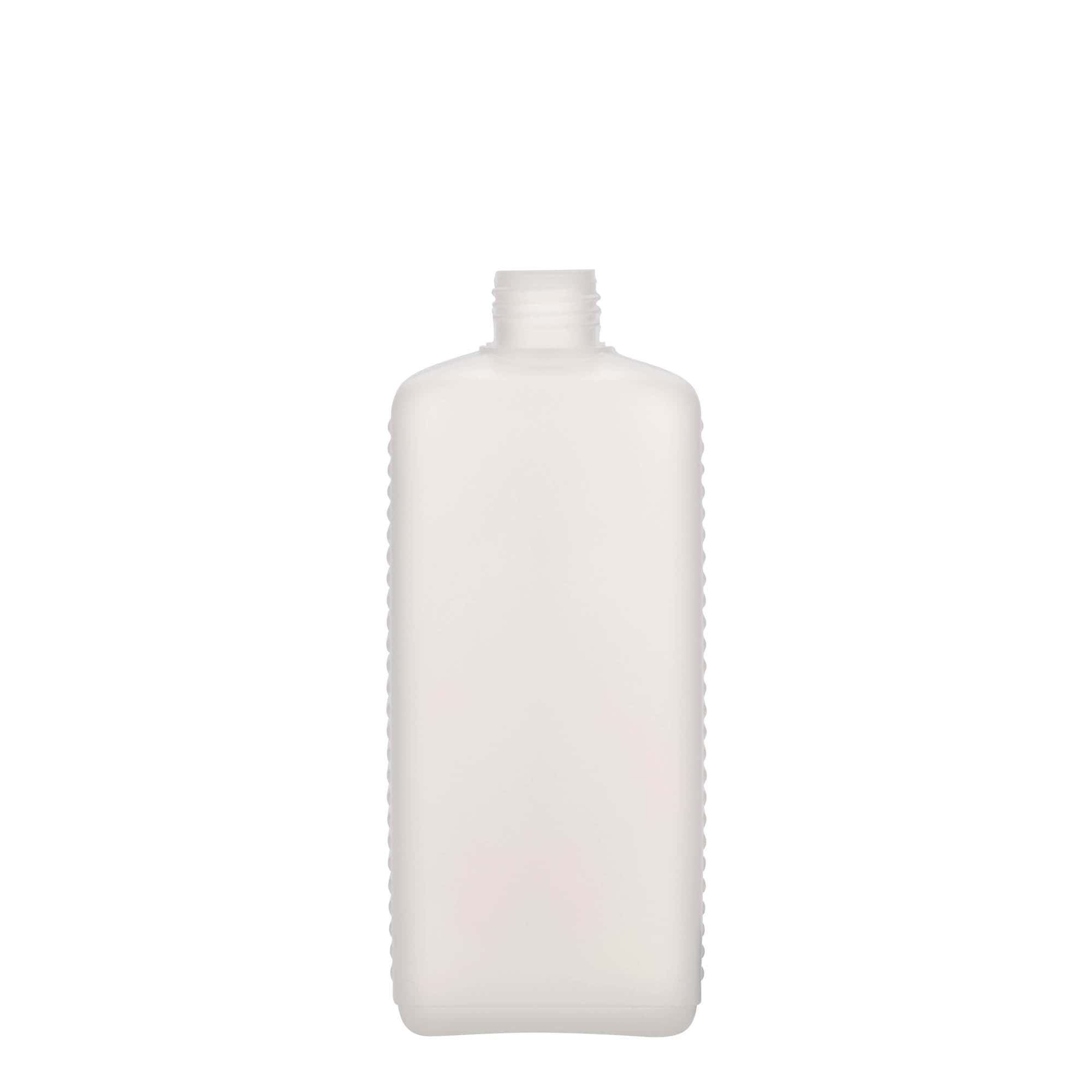500 ml Kanister şişe, dikdörtgen, HDPE plastik, doğal, ağız: DIN 25 EPE