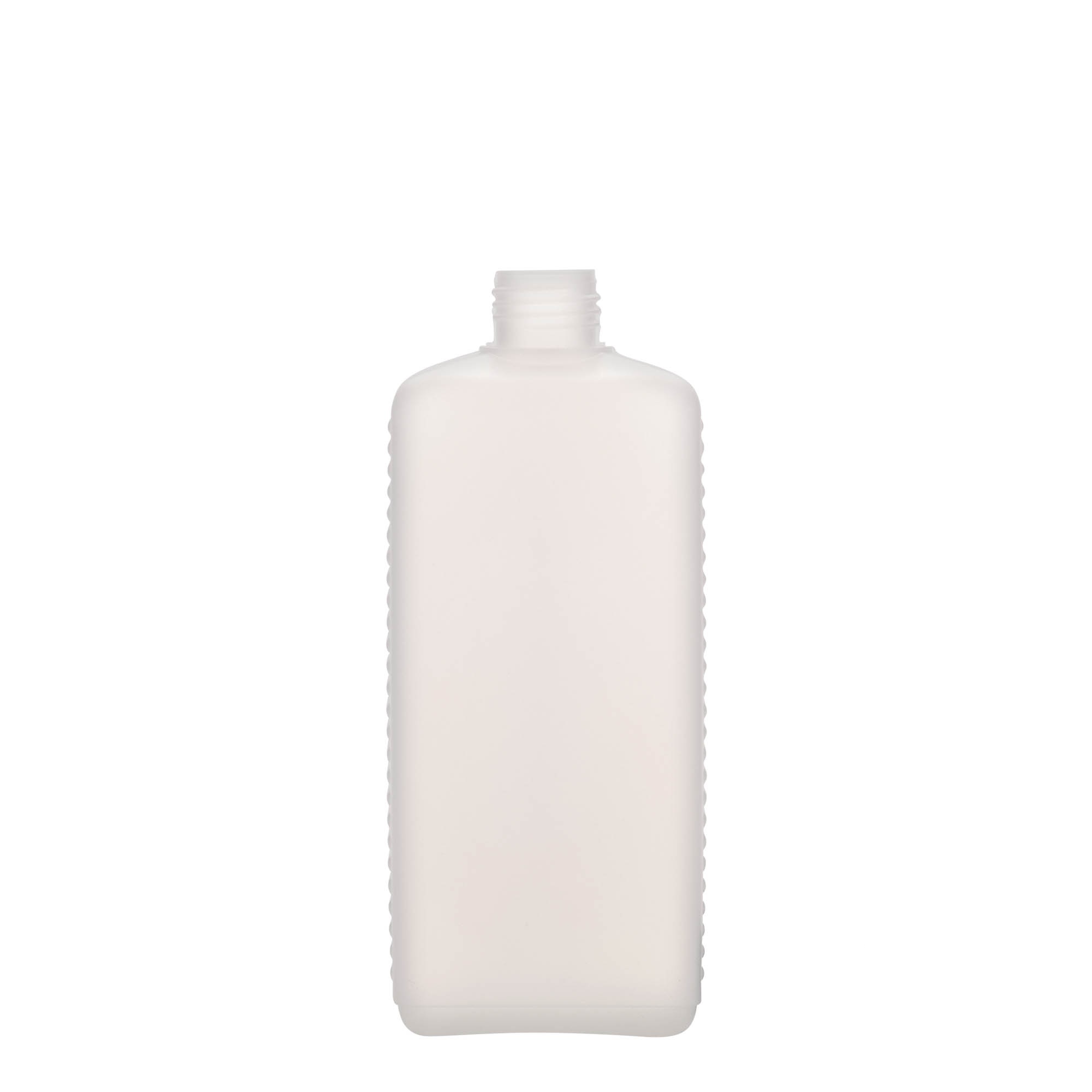 500 ml Kanister şişe, dikdörtgen, HDPE plastik, doğal, ağız: DIN 25 EPE