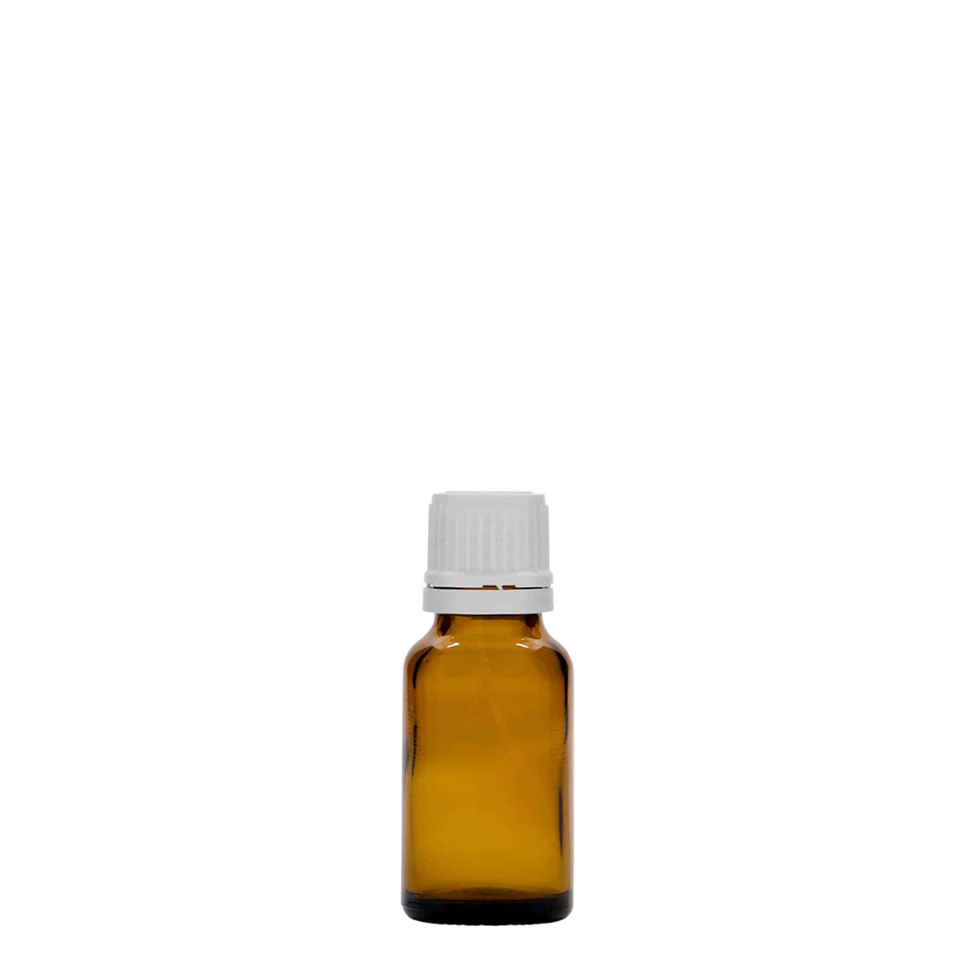 15 ml tıbbi şişe, cam, kahverengi, ağız: DIN 18