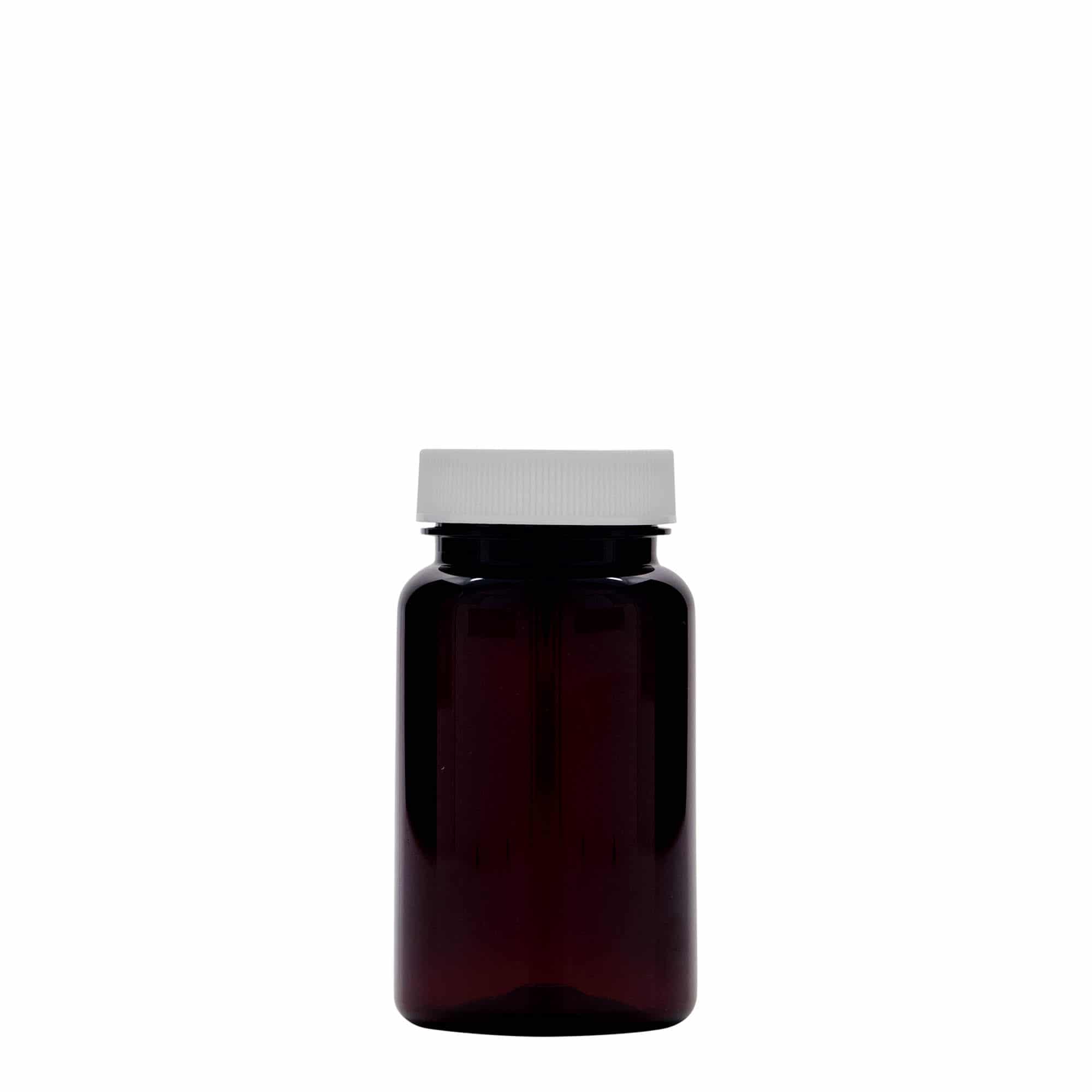 100 ml PET şişe, plastik, kahverengi, ağız: 38/400