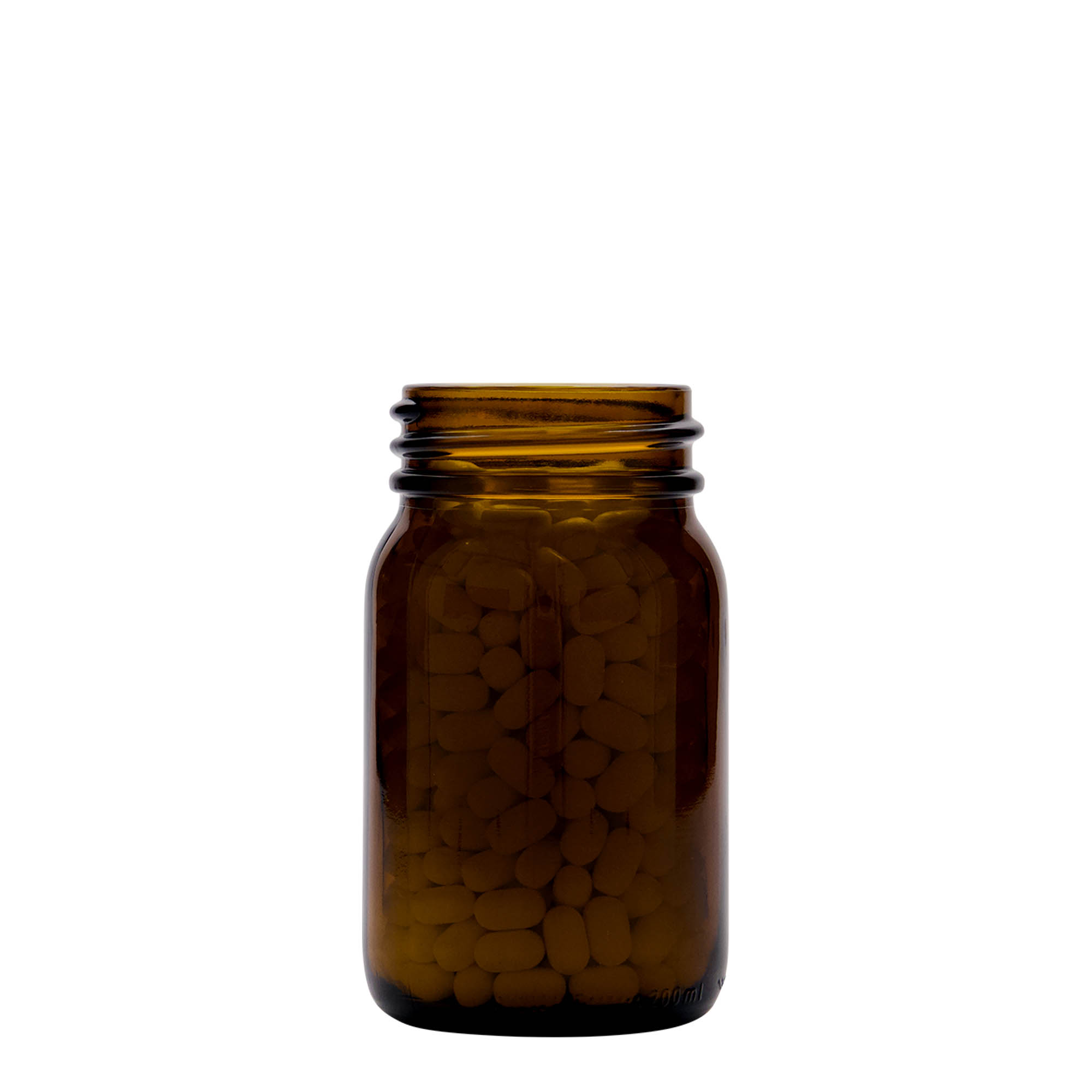 200 ml geniş ağızlı cam, kahverengi, ağız çapı: DIN 55 200 ml geniş ağızlı cam, kahverengi, ağız çapı: DIN 55