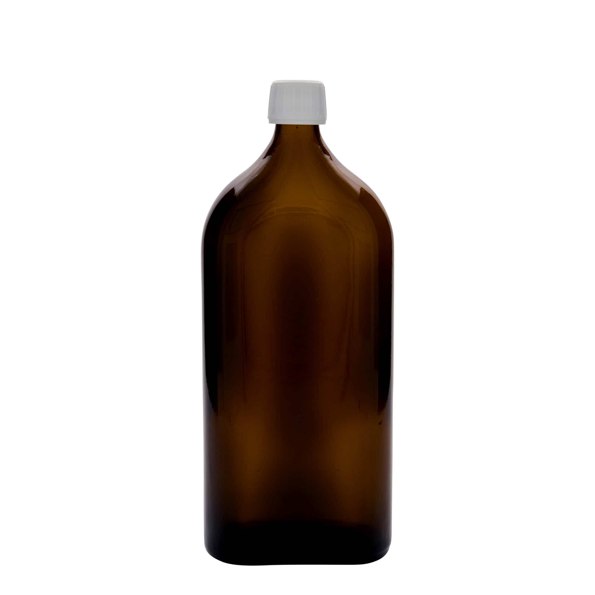 1.000 ml Tıbbi Şişe Meplat, oval, cam, kahverengi, ağız: PP 28