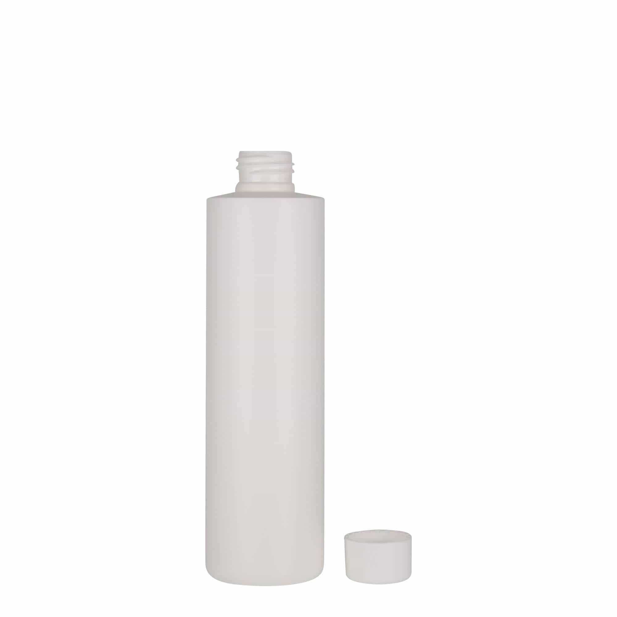 250 ml plastik şişe 'Pipe', Yeşil HDPE, beyaz, ağız: 24/410