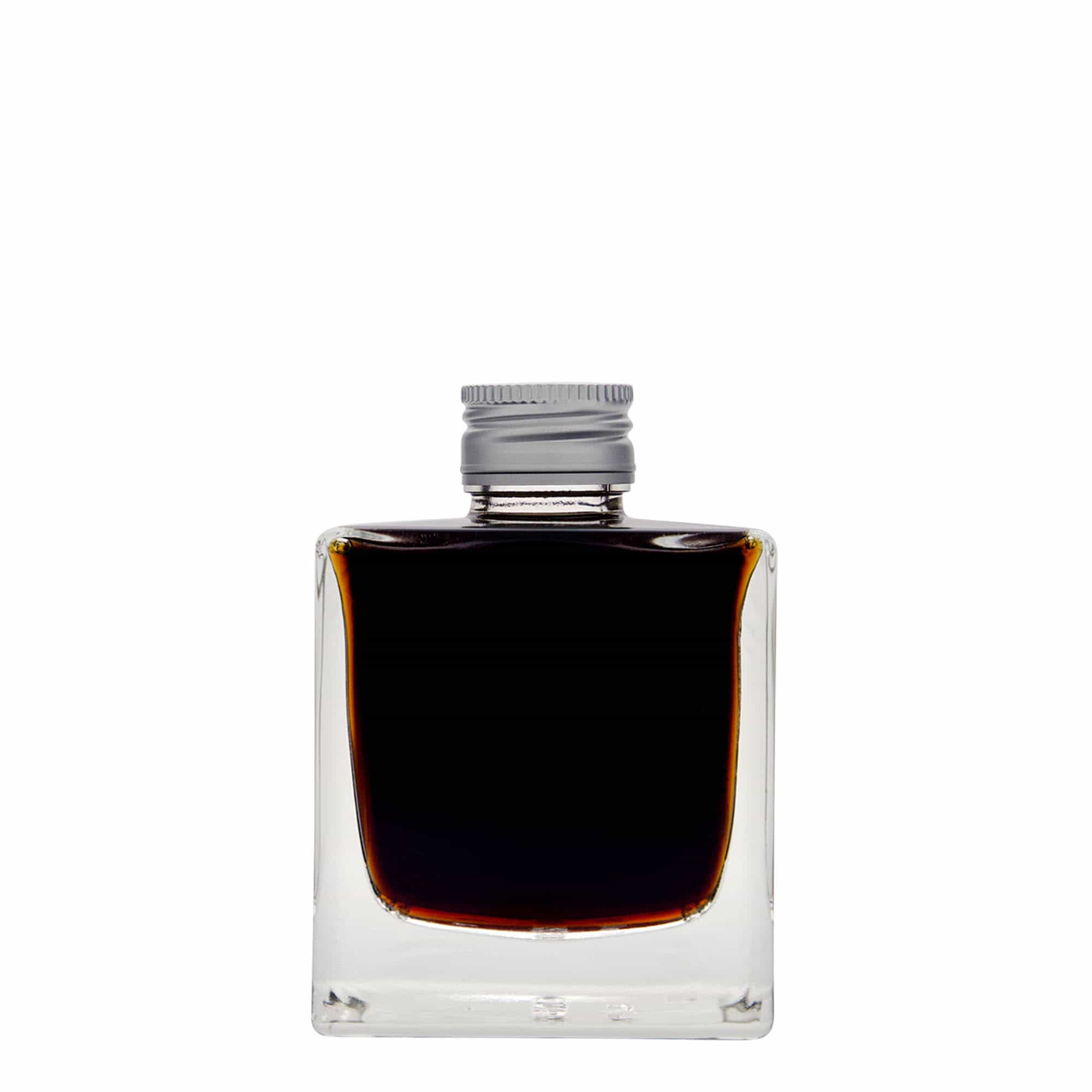 200 ml Cam şişe 'Cube', kare, ağız: PP 28