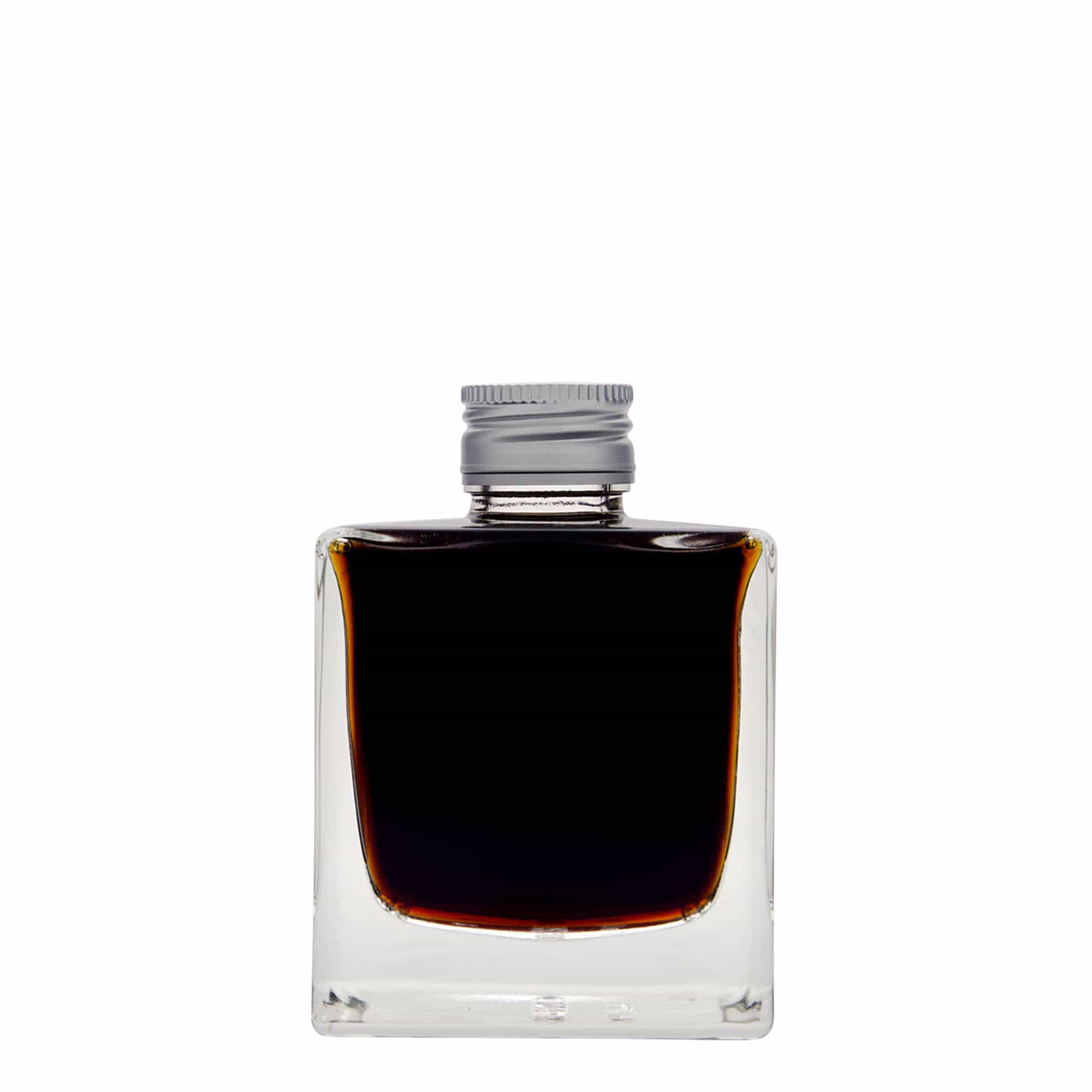 200 ml Cam şişe 'Cube', kare, ağız: PP 28