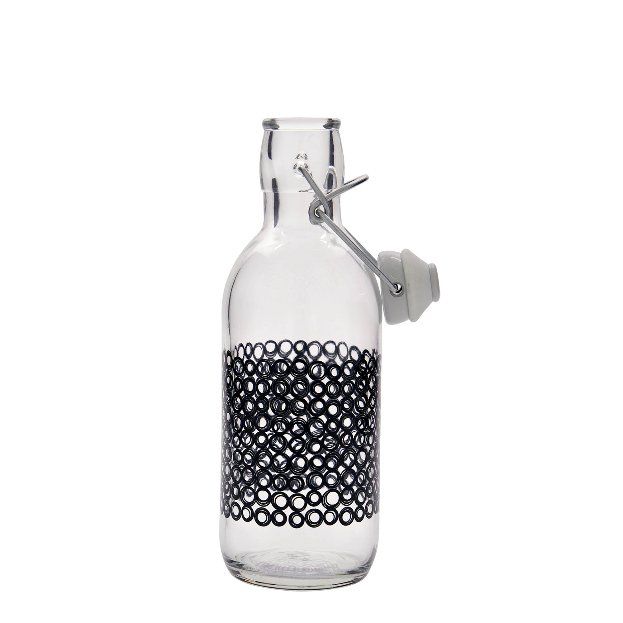 500 ml cam şişe 'Emilia', motif: Circola nero, ağız: mandallı kapak