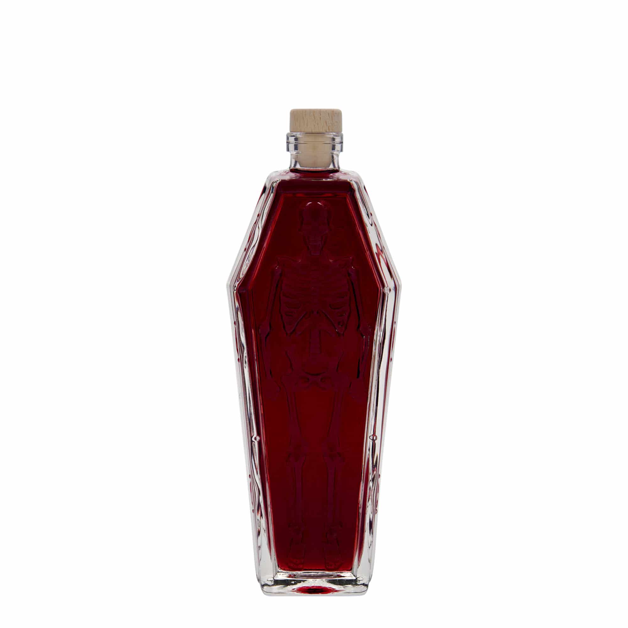 200 ml cam şişe 'Tabut', ağız: mantar tapa
