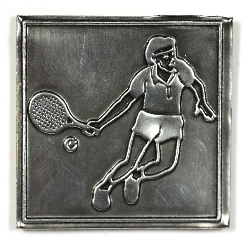 Tenis metal, gümüş, kare kalay etiketi Tenis metal, gümüş, kare kalay etiketi