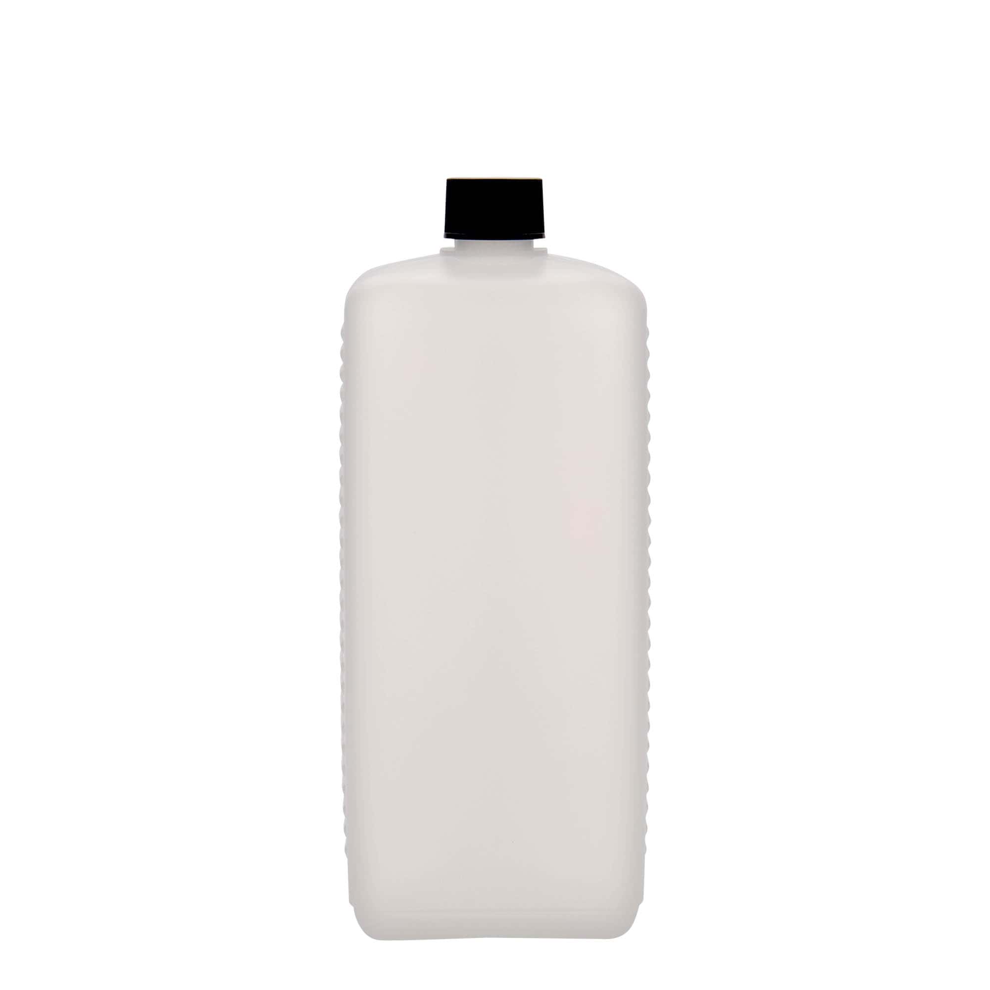 1.000 ml Kanister şişe, dikdörtgen, HDPE plastik, doğal, ağız: DIN 25 EPE