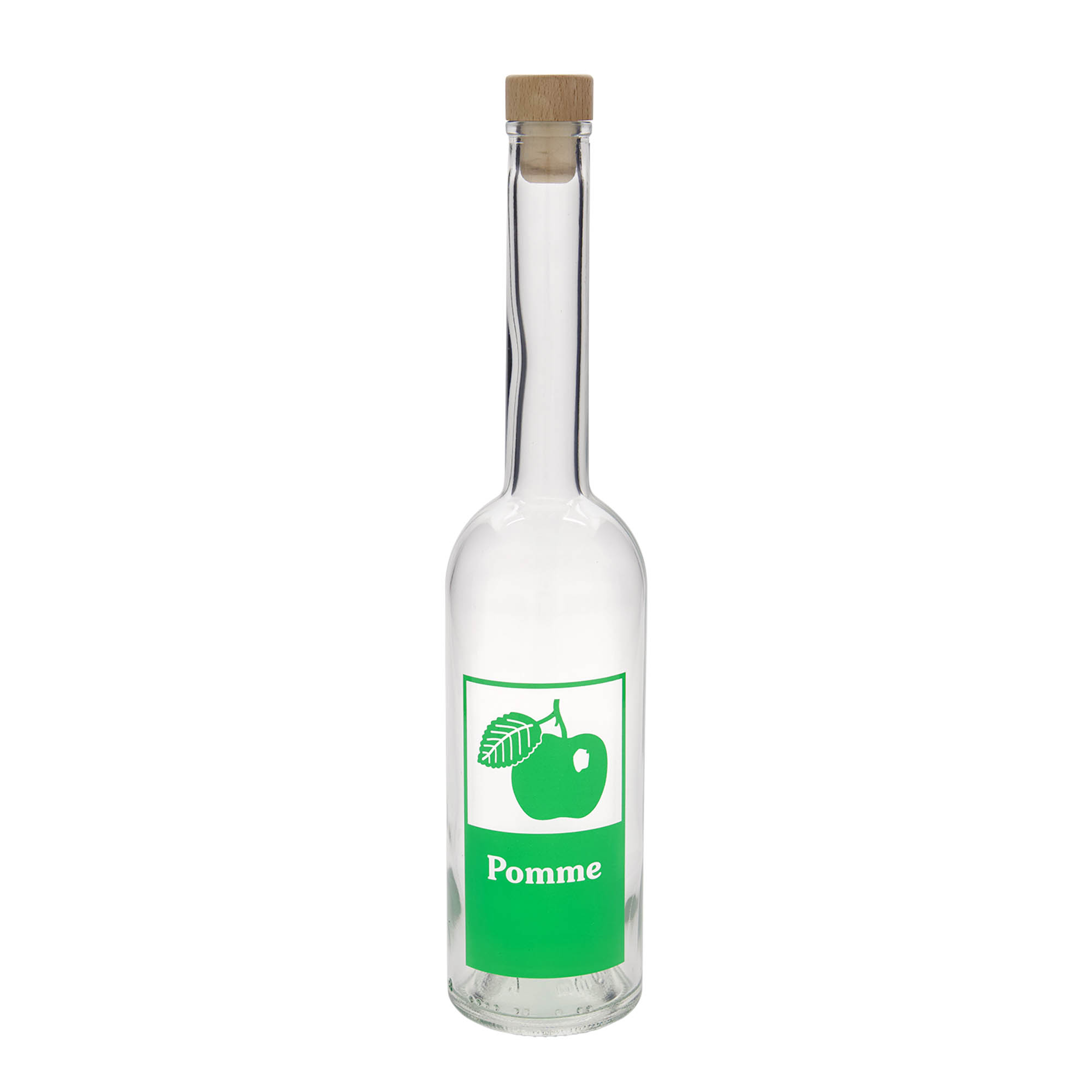 500 ml Cam Şişe 'Opera', Motif: Elma, Ağız: Mantar